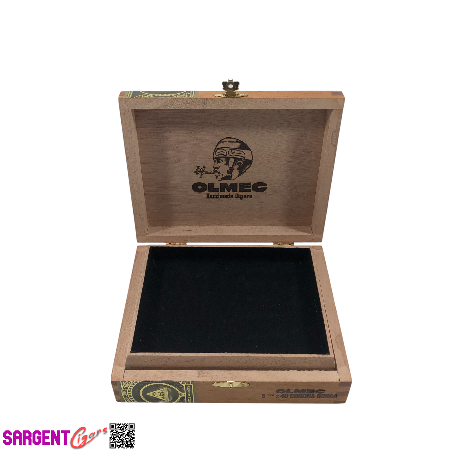 Olmec Corona Gorda Empty Wooden Cigar Box 6.5x5.5x2