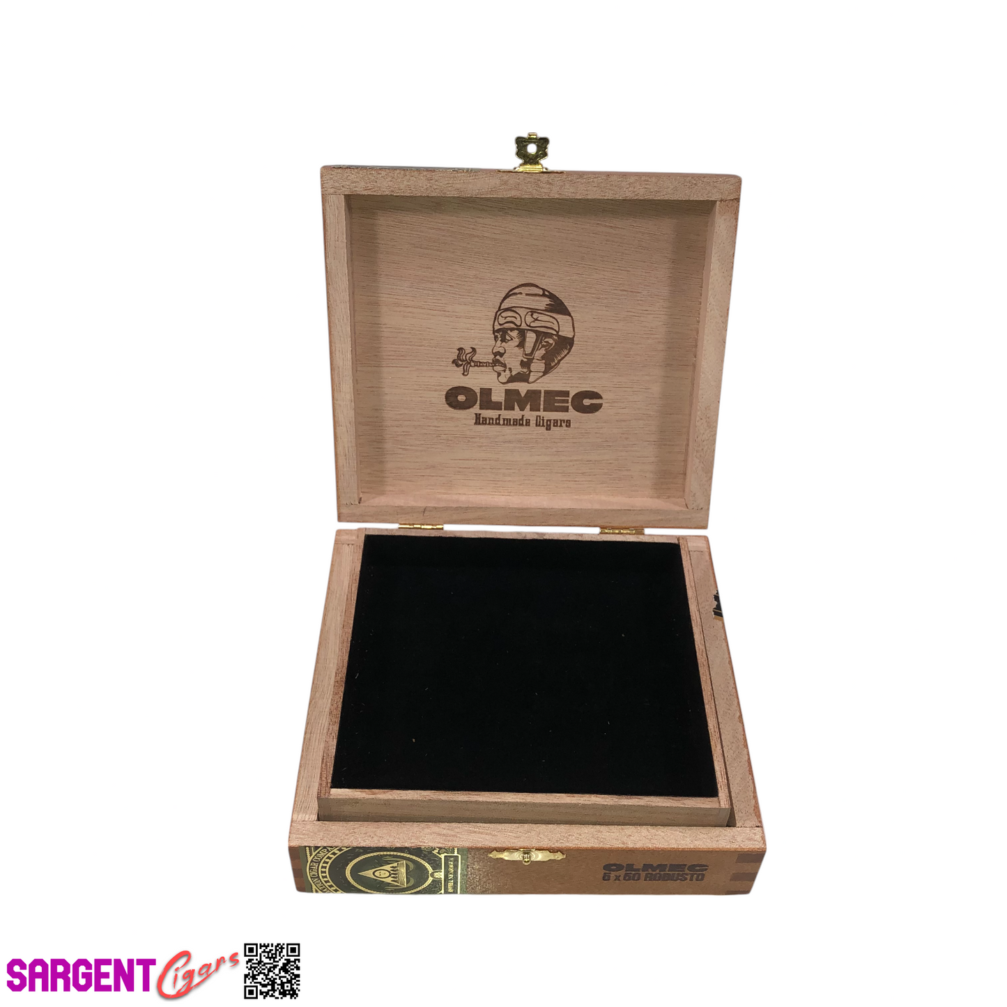 Olmec Robusto Empty Wooden Cigar Box 6.25x5.75x2