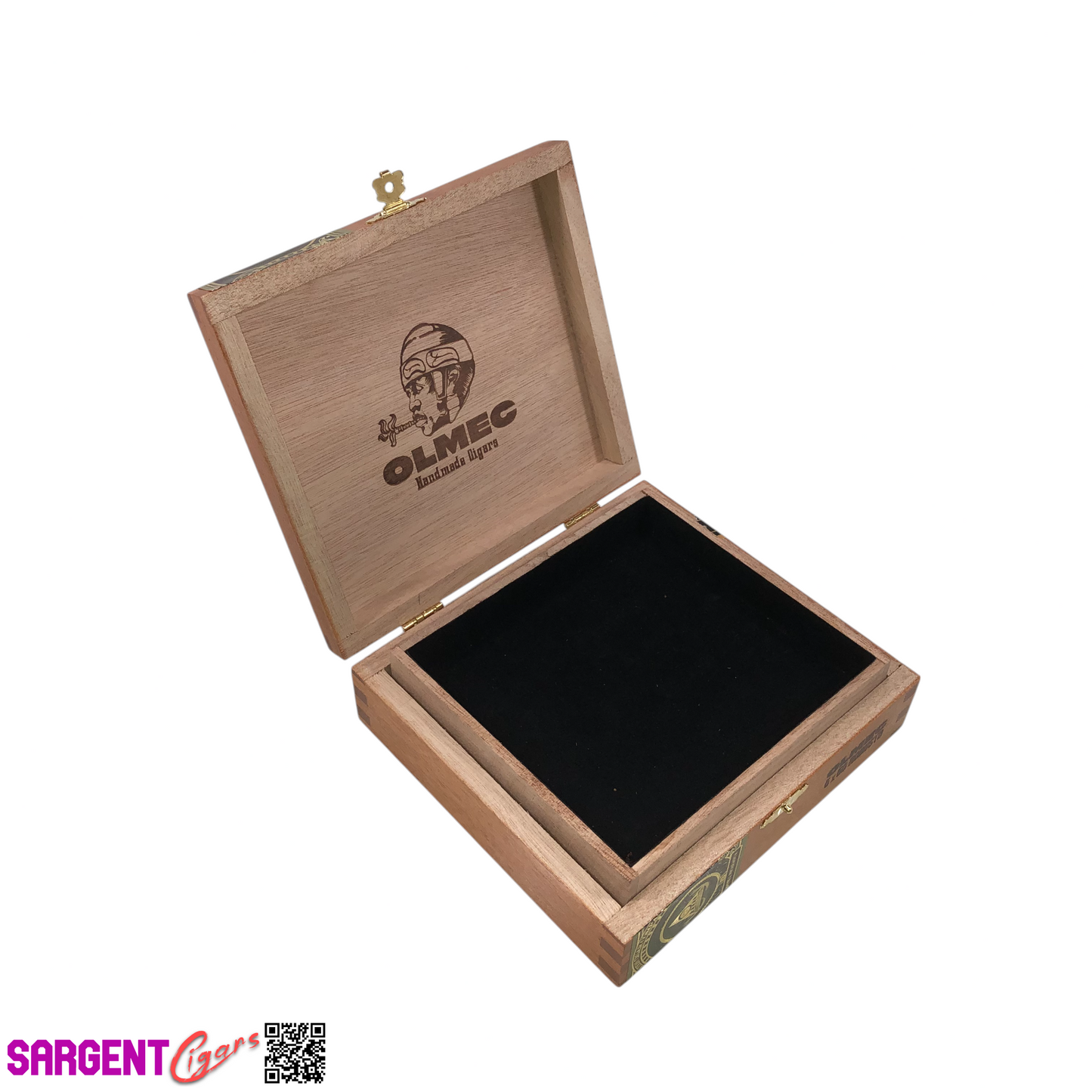 Olmec Robusto Empty Wooden Cigar Box 6.25x5.75x2