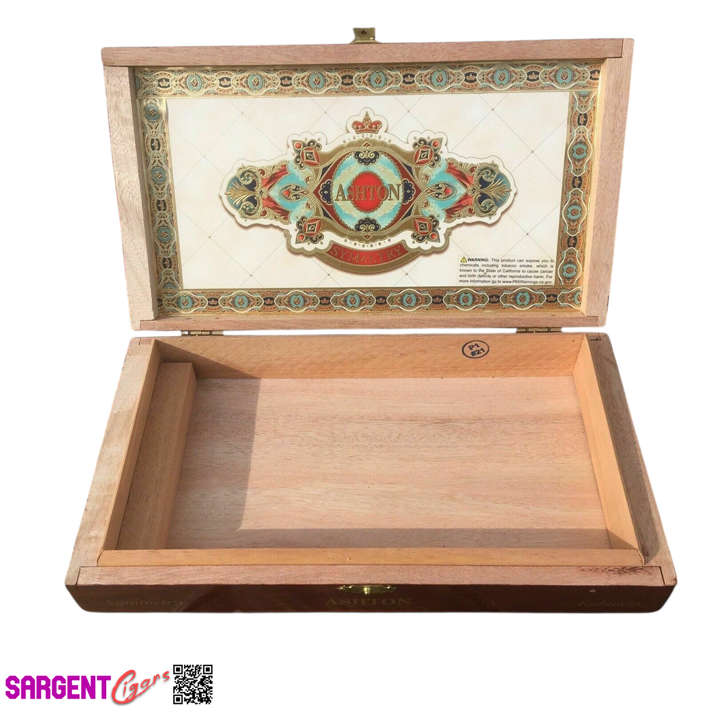 Ashton Symmetry Sublime Empty Wooden Cigar Box 11.5x7x2