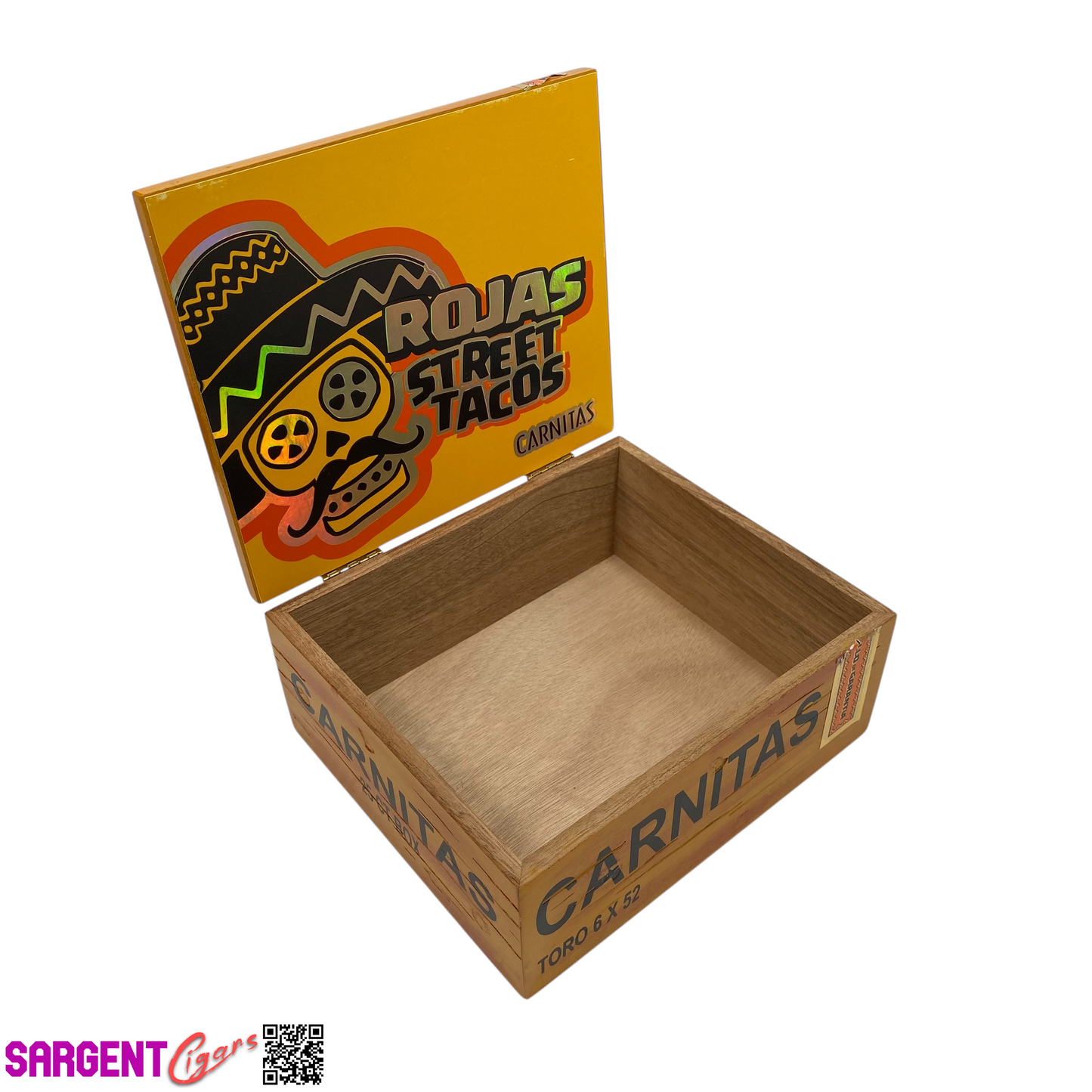 Rojas Street Tacos Carnitas Toro Empty Wooden Cigar Box 8x7x3.5