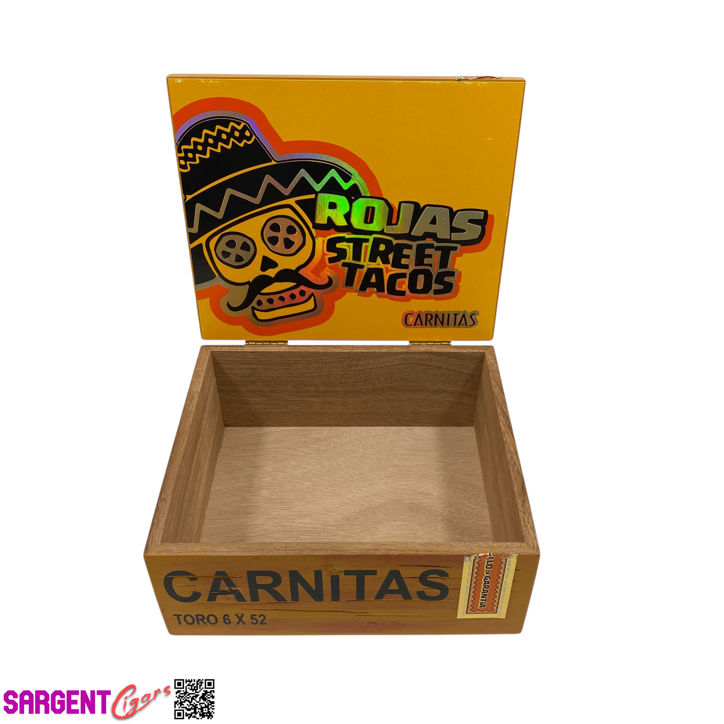 Rojas Street Tacos Carnitas Toro Empty Wooden Cigar Box 8x7x3.5