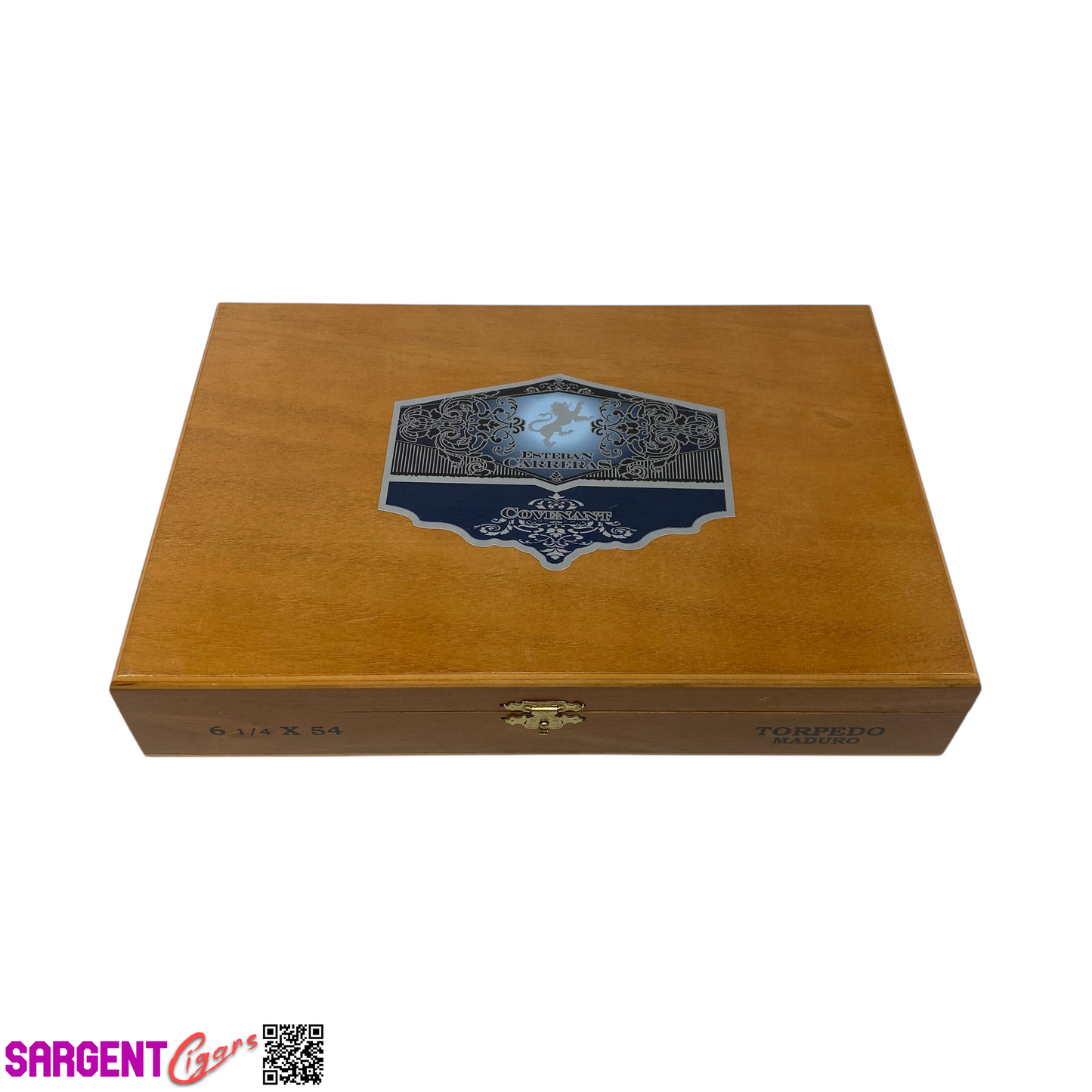 Esteban Carreras Covenant Torpedo Empty Wooden Cigar Box 11x7.25x2