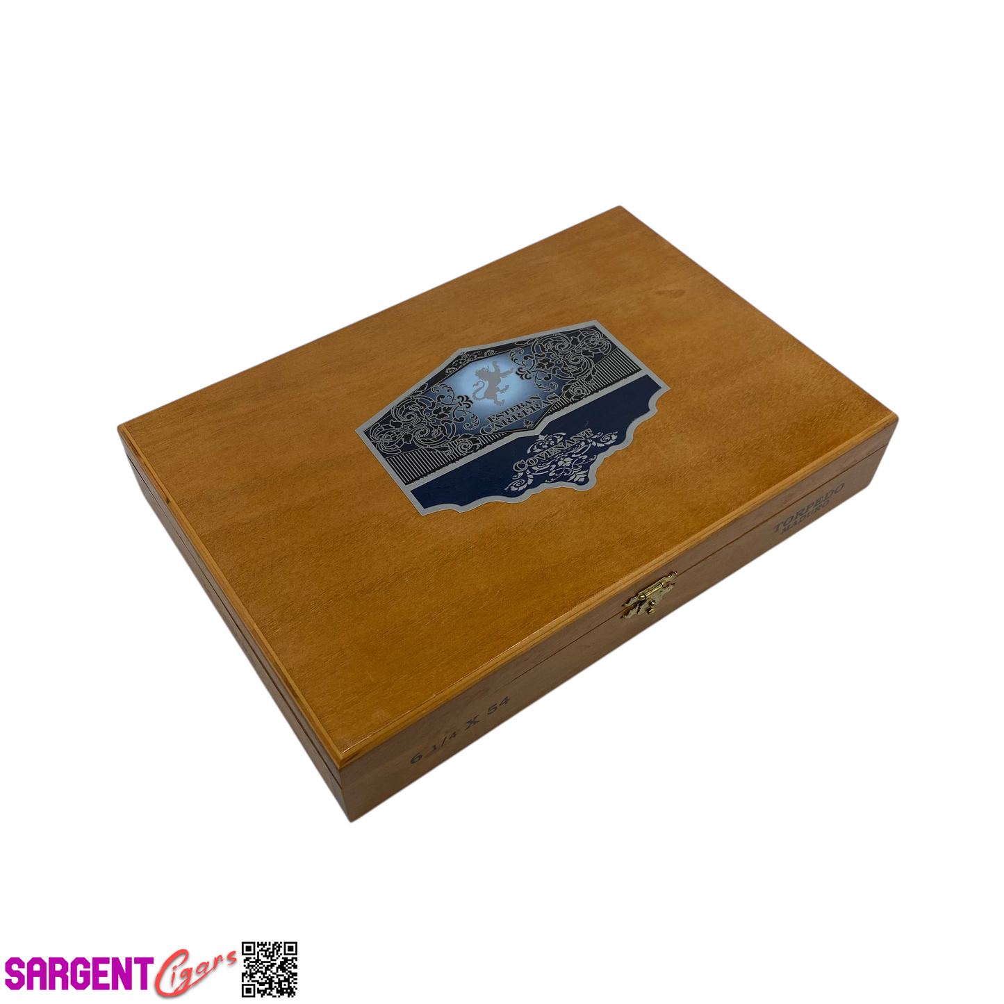 Esteban Carreras Covenant Torpedo Empty Wooden Cigar Box 11x7.25x2