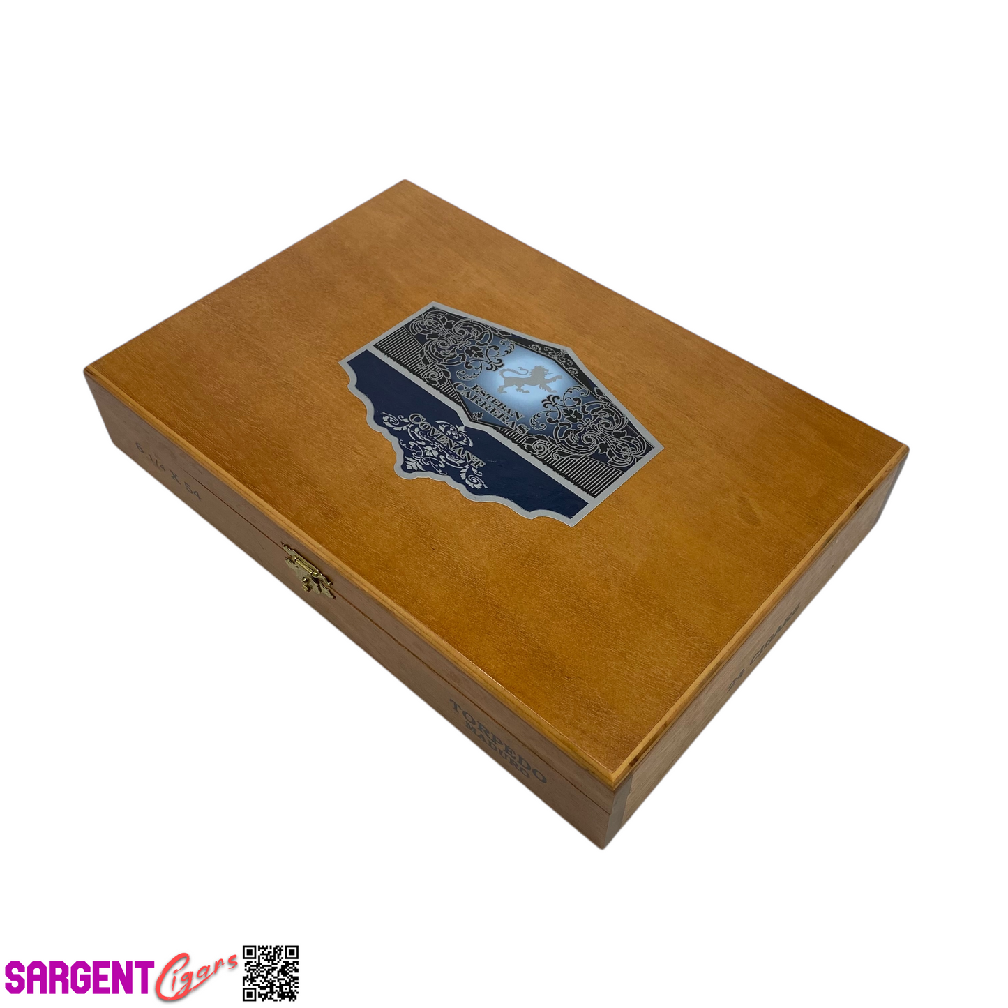 Esteban Carreras Covenant Torpedo Empty Wooden Cigar Box 11x7.25x2
