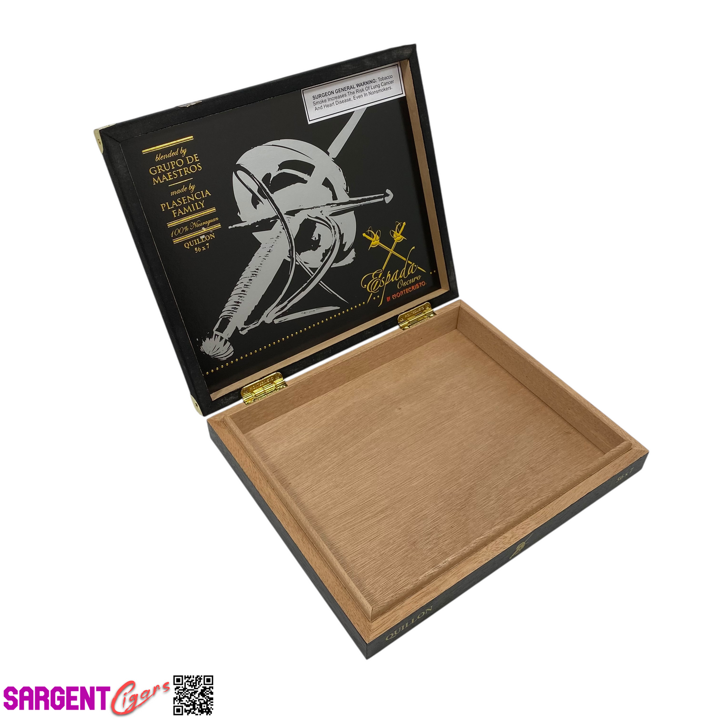 Montecristo Espada Oscuro Quillon Empty Wooden Cigar Box 9.75x8.25x1.75