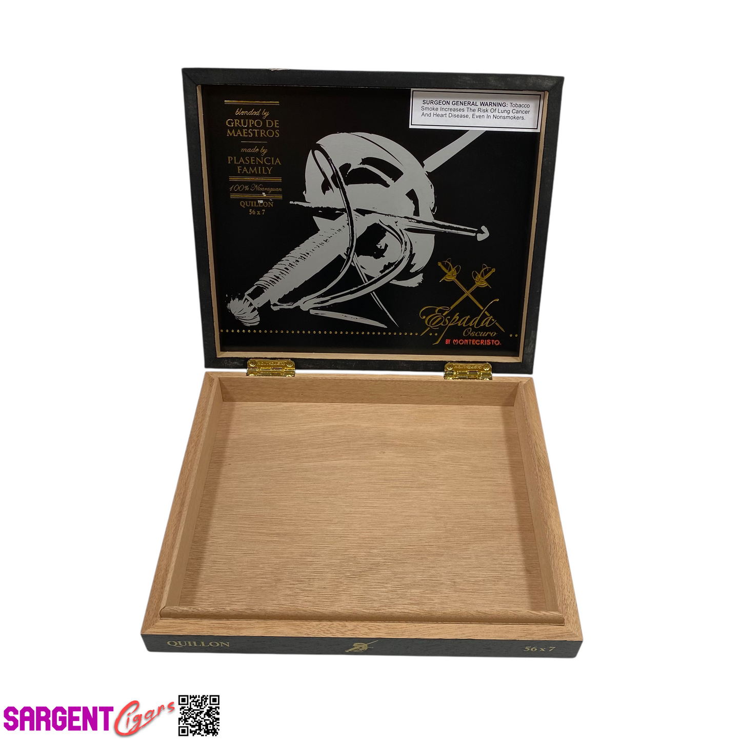 Montecristo Espada Oscuro Quillon Empty Wooden Cigar Box 9.75x8.25x1.75