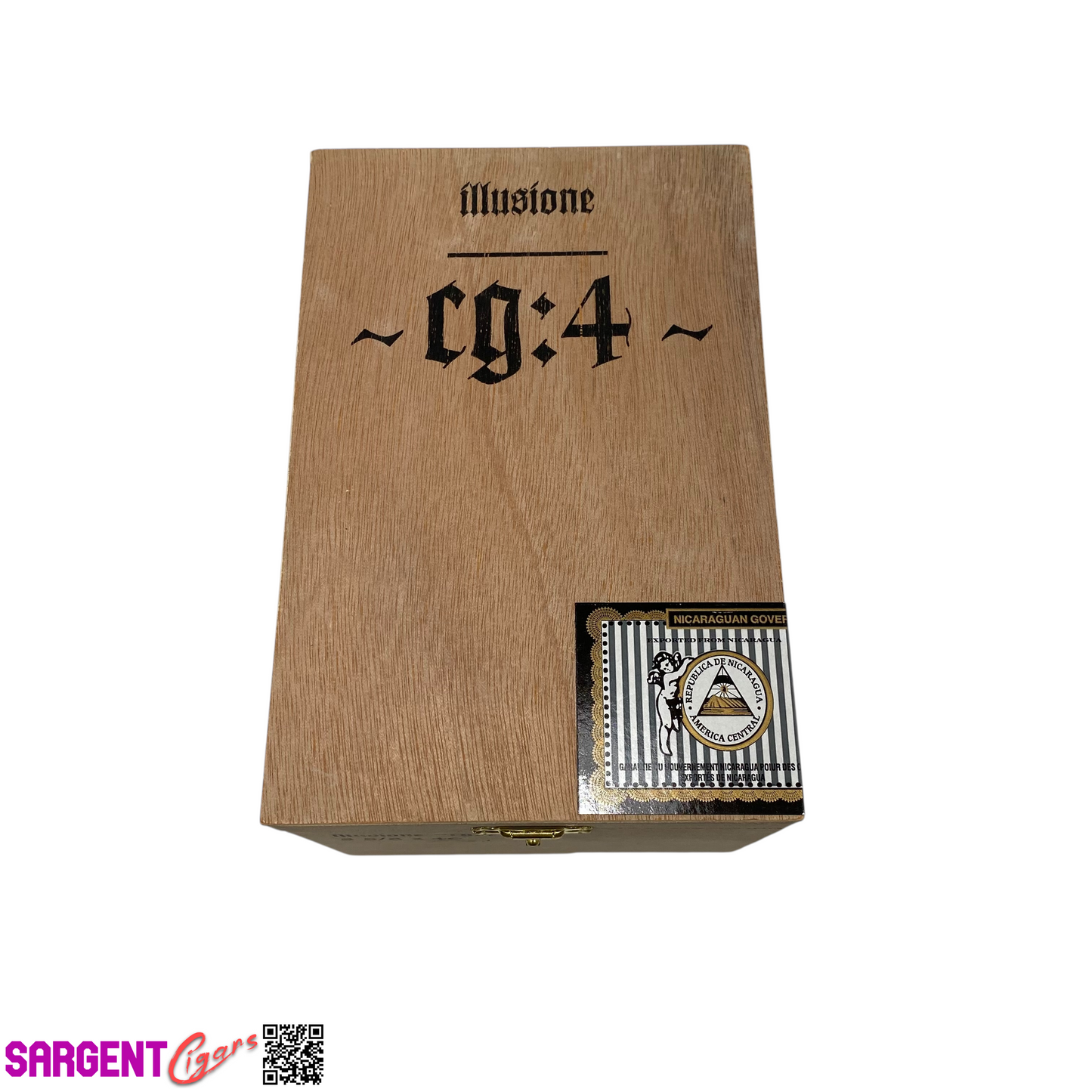 Illusione White Horse Empty Wooden Cigar Box 4.25x6.5x4