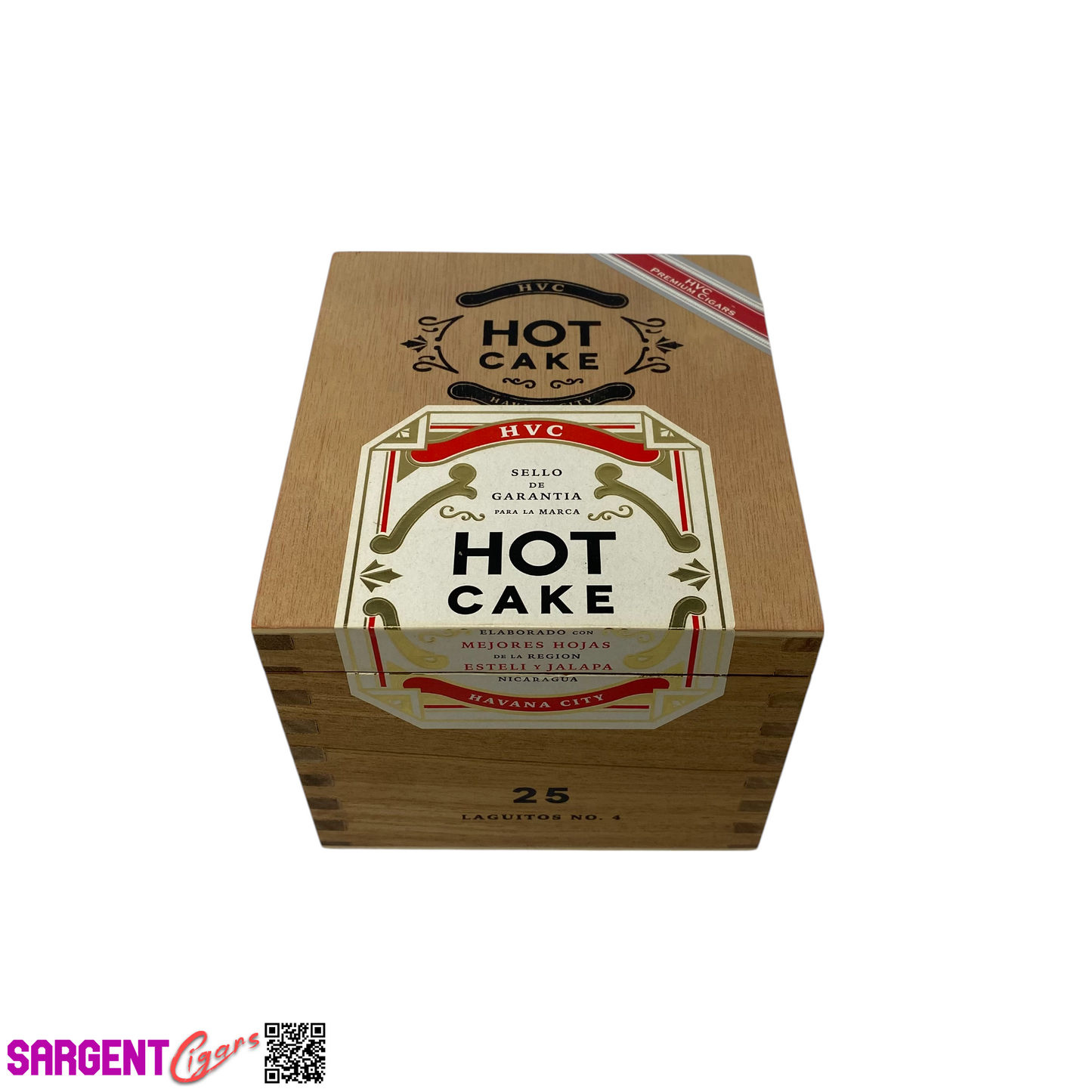 HVC Hot Cake Laguitos No4 Empty Wooden Cigar Box 5x5.75x4.25