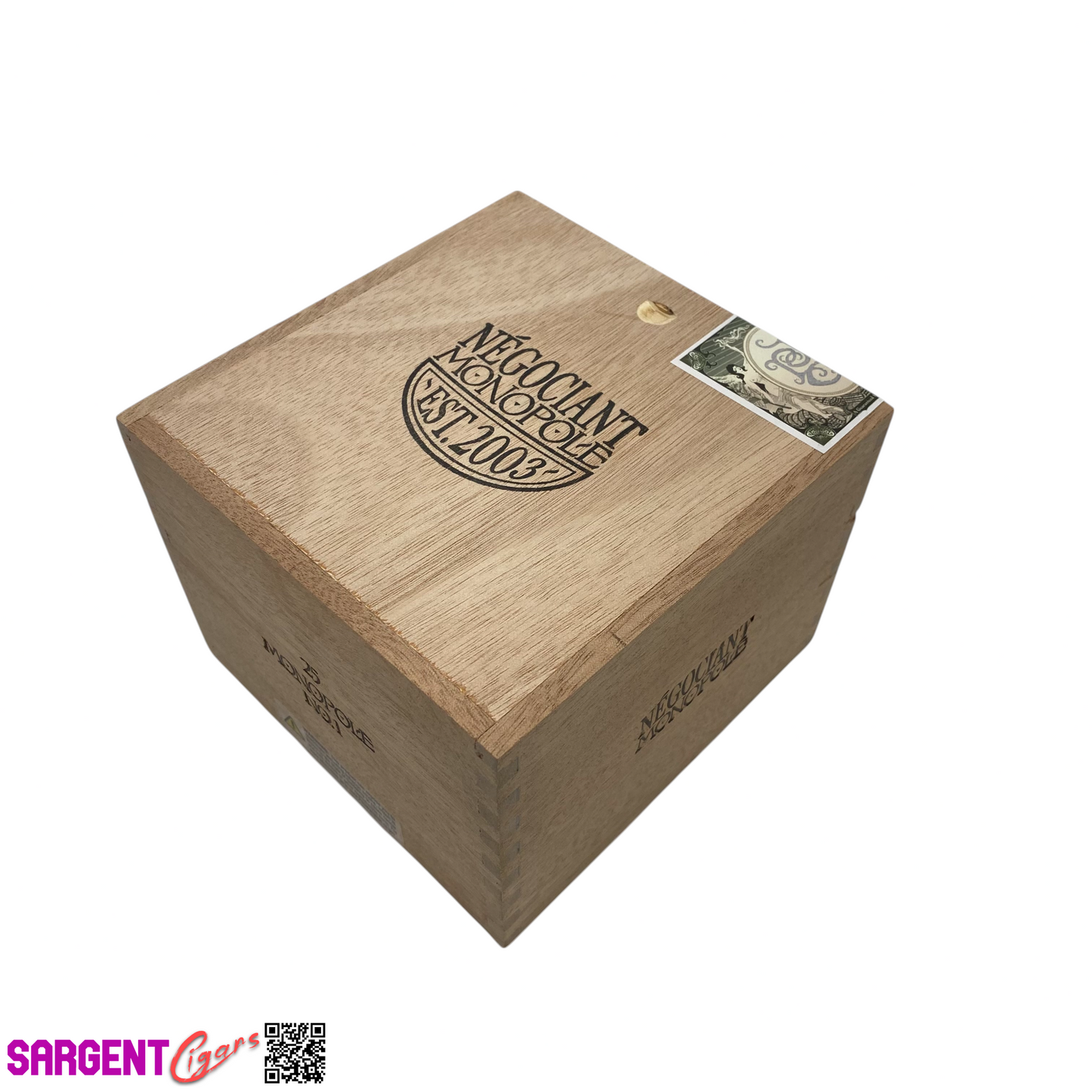 Negociant Monopole Empty Wooden Cigar Box 5.5x5.75x4.25