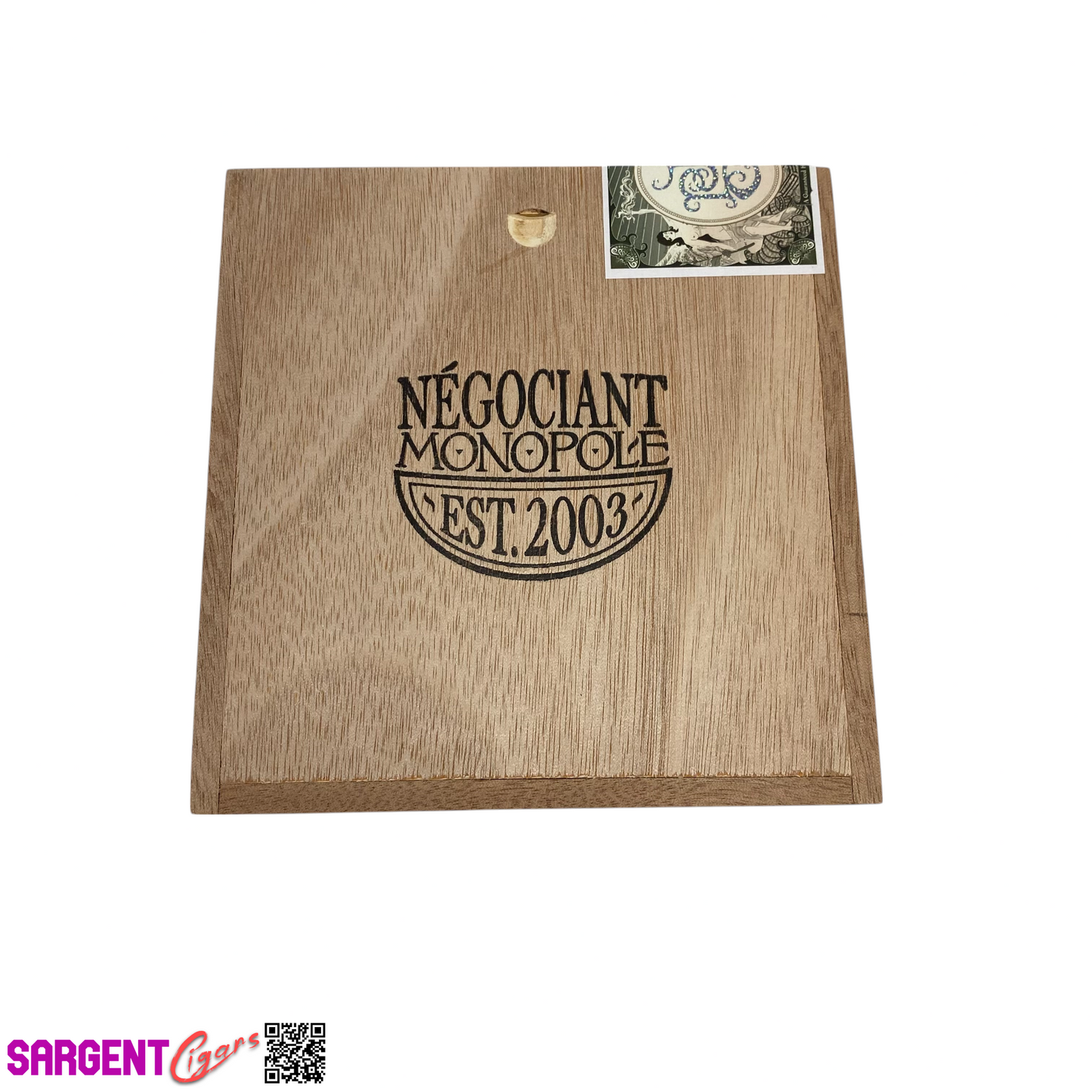 Negociant Monopole Empty Wooden Cigar Box 5.5x5.75x4.25