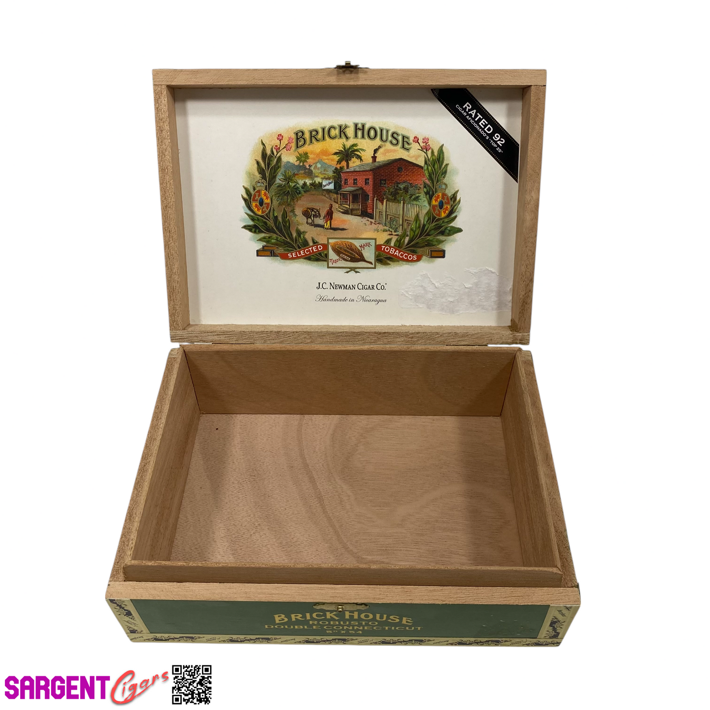 Brickhouse Connecticut Robusto Empty Wooden Cigar Box 8.5x6.25x3