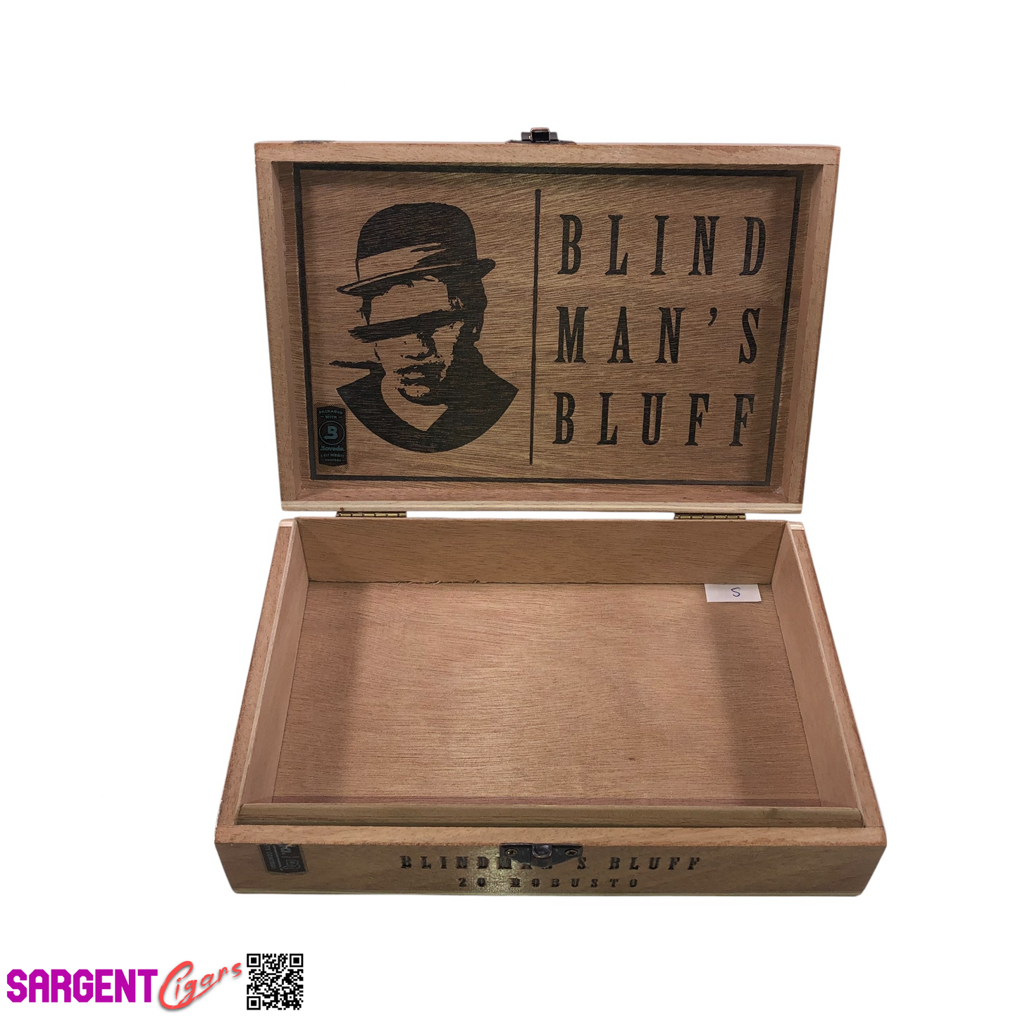 Blind Man’s Bluff Robusto Empty Wooden Cigar Box 8.75x6x2