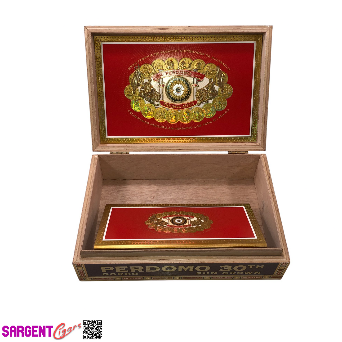 Perdomo 30th Sun Grown Gordo Empty Wooden Cigar Box 10.5x7x3