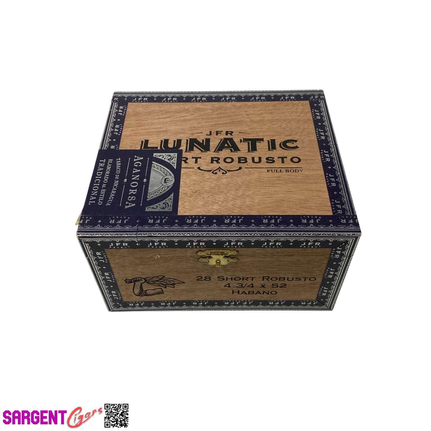 JFR Lunatic Short Robusto Empty Wooden Cigar Box 6.5x5.75x3.5