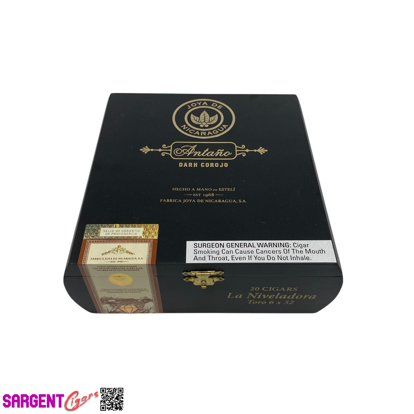 Joya De Nicaragua Dark Corojo Niveladora Empty Wooden Cigar Box 6.5x6.75x2.5(1)