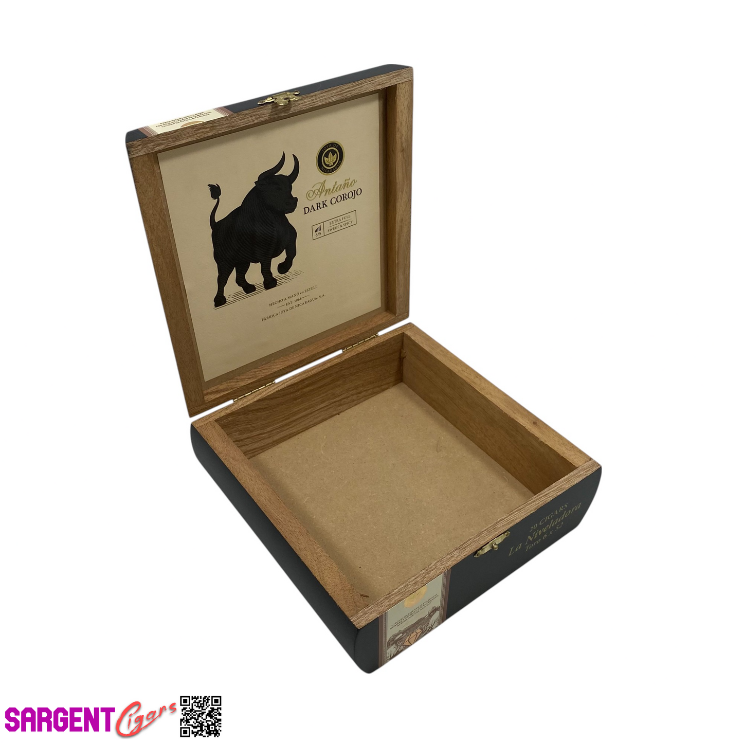 Joya De Nicaragua Dark Corojo Niveladora Empty Wooden Cigar Box 6.5x6.75x2.5(1)