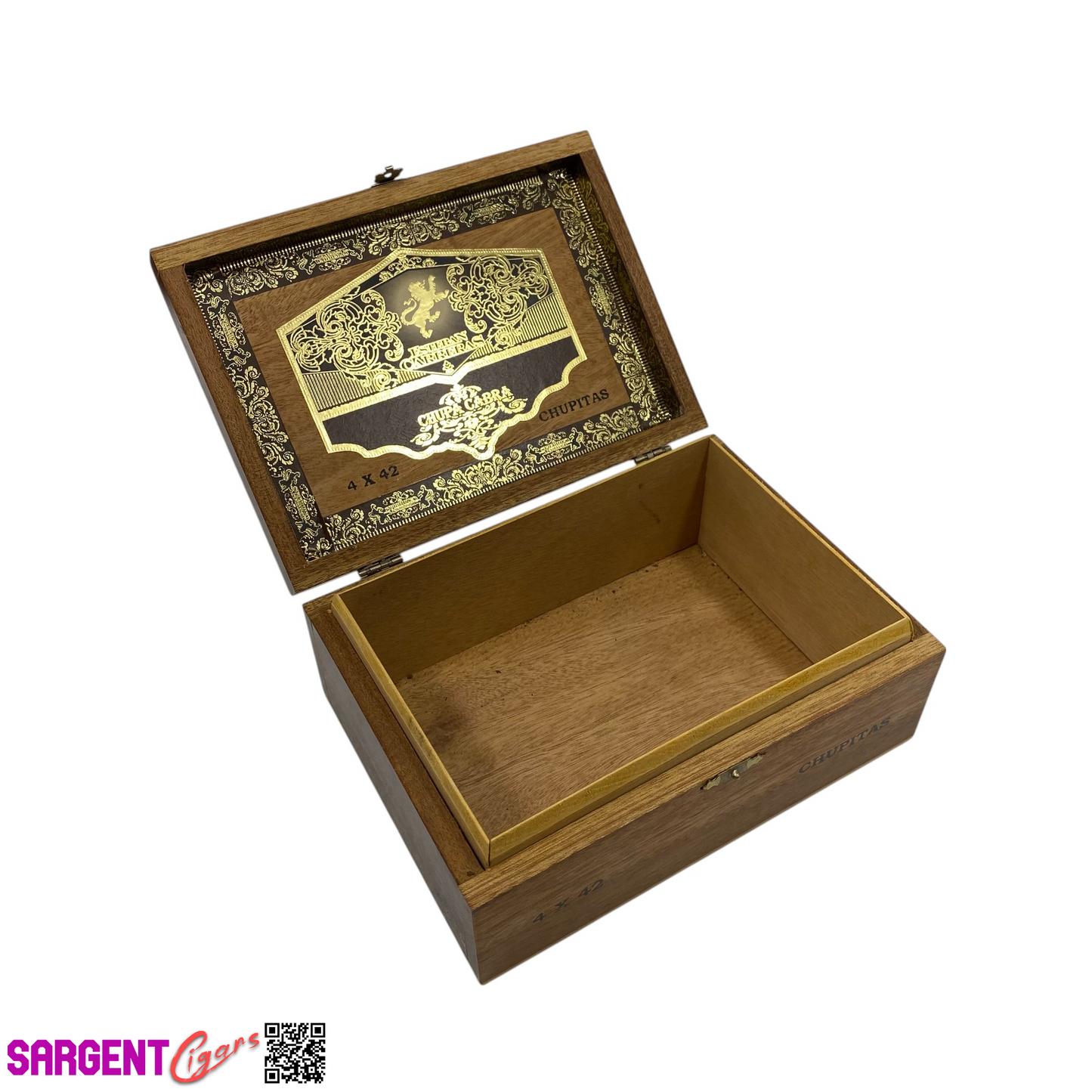 Esteban Carreras Chupitas Empty Wooden Cigar Box 8x5.75x3