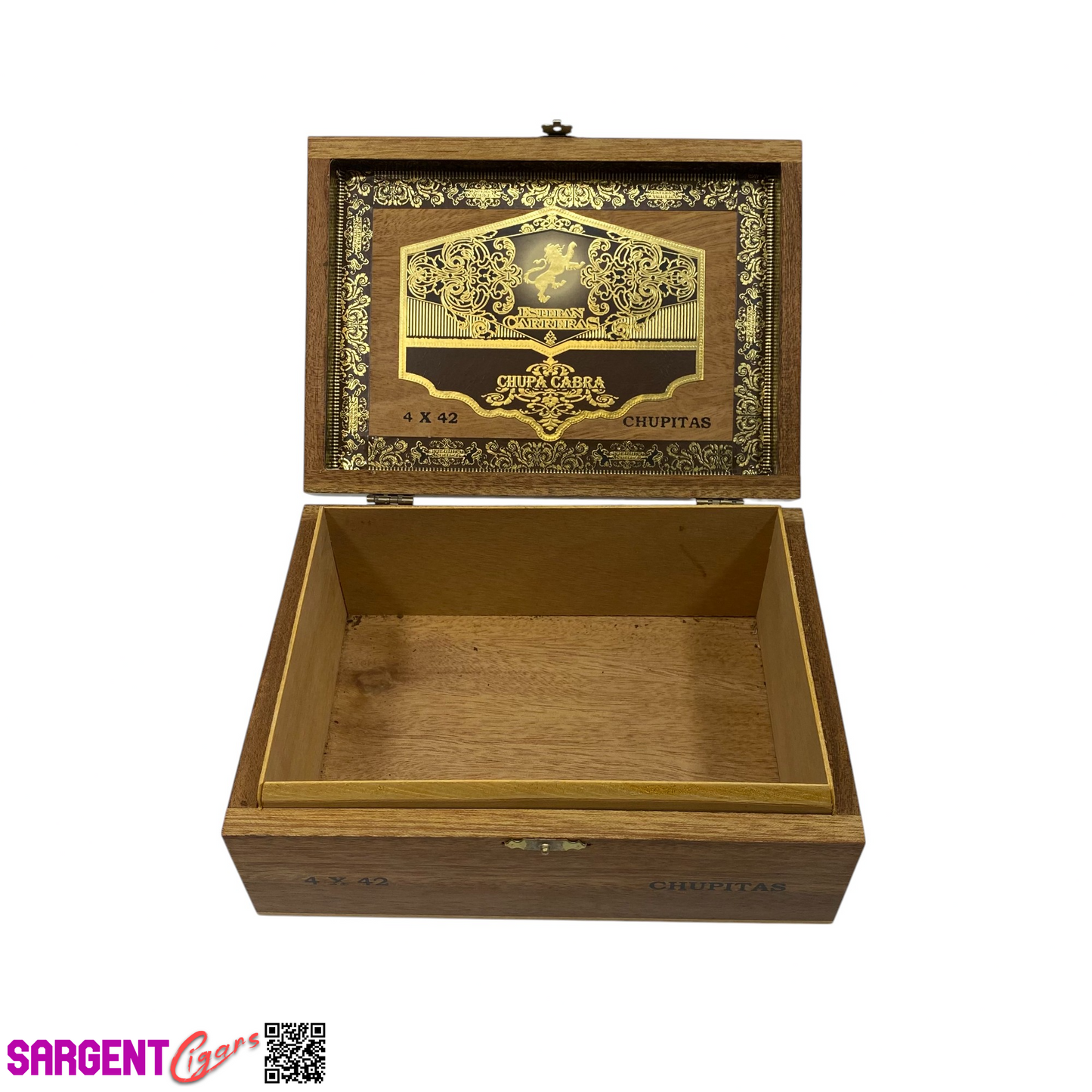 Esteban Carreras Chupitas Empty Wooden Cigar Box 8x5.75x3