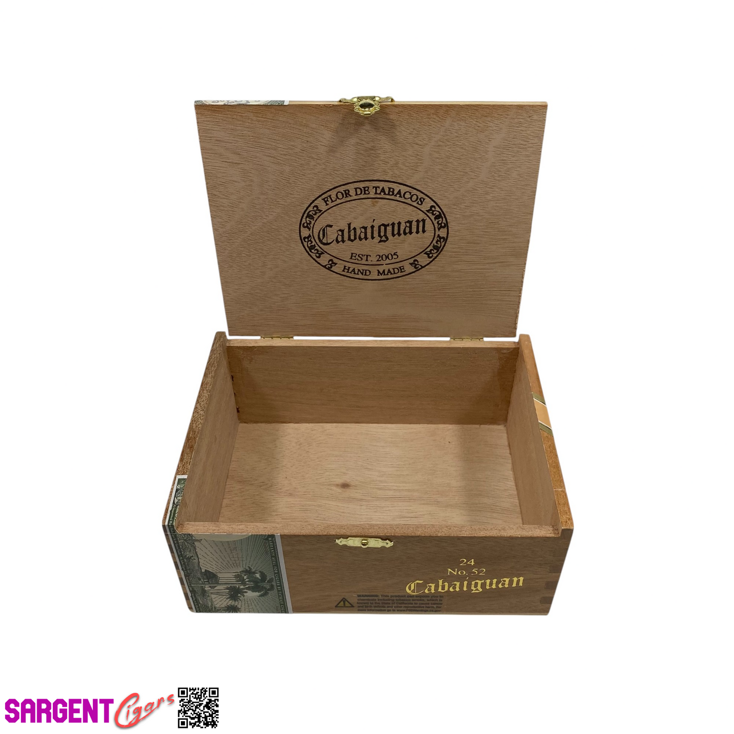 Tatuaje Cabaiguan No52 Empty Wooden Cigar Box 7.25x5.25x3