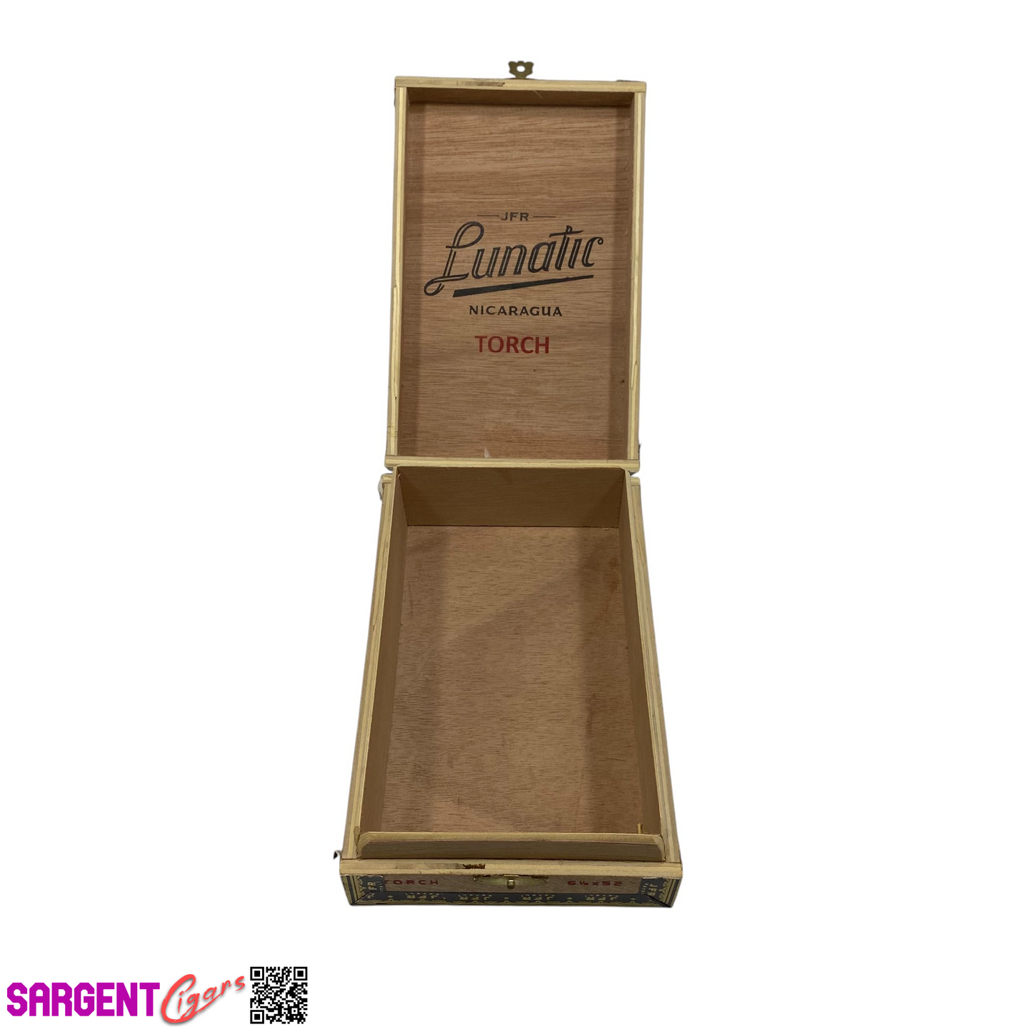 JFR Lunatic Torch Empty Wooden Cigar Box 4.75x7.25x2