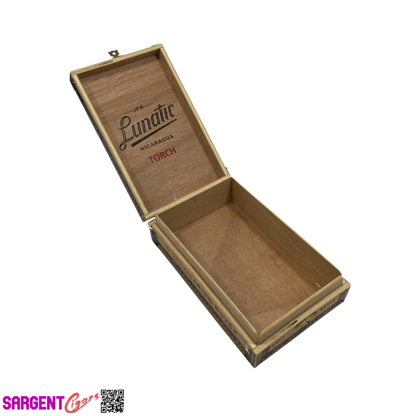 JFR Lunatic Torch Empty Wooden Cigar Box 4.75x7.25x2