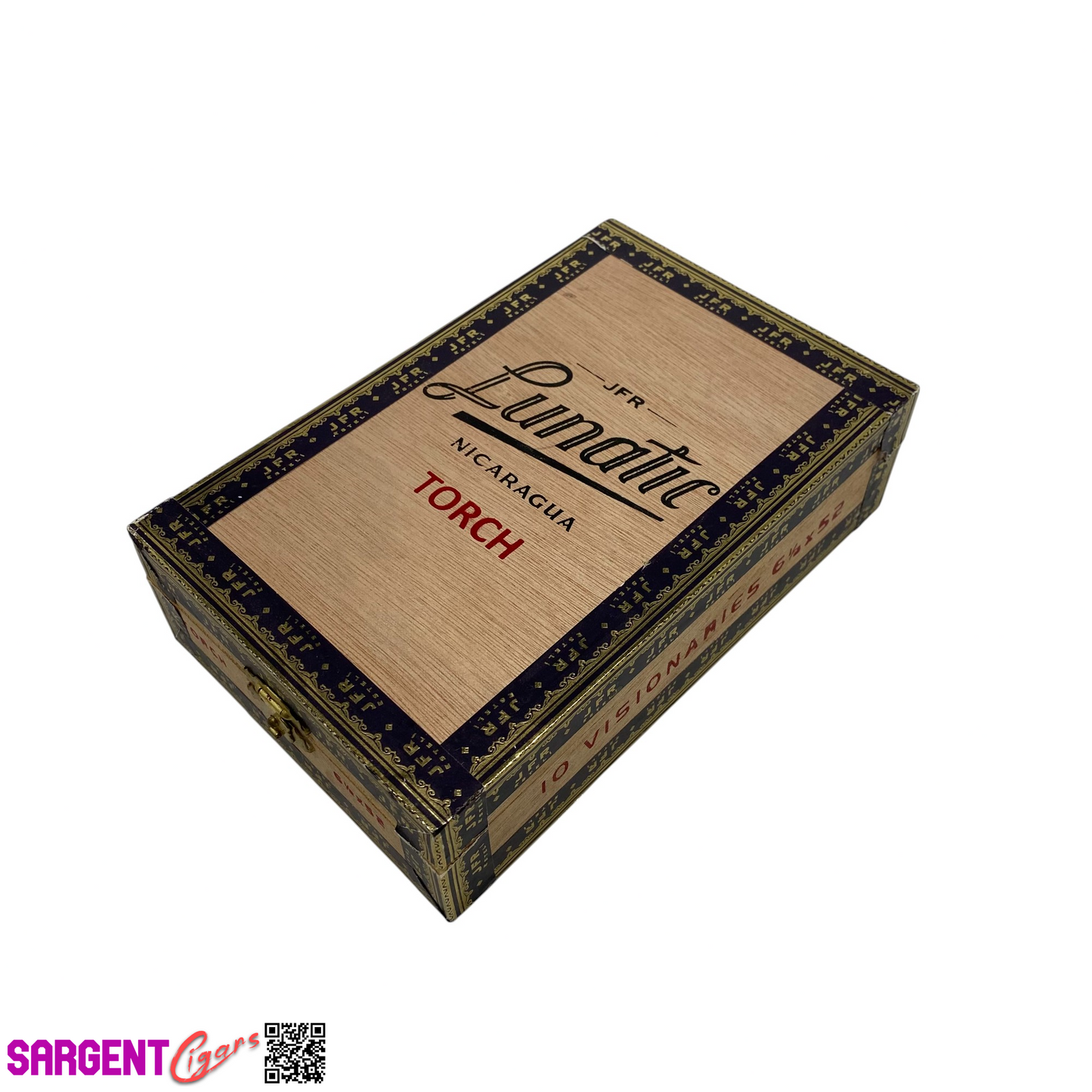 JFR Lunatic Torch Empty Wooden Cigar Box 4.75x7.25x2