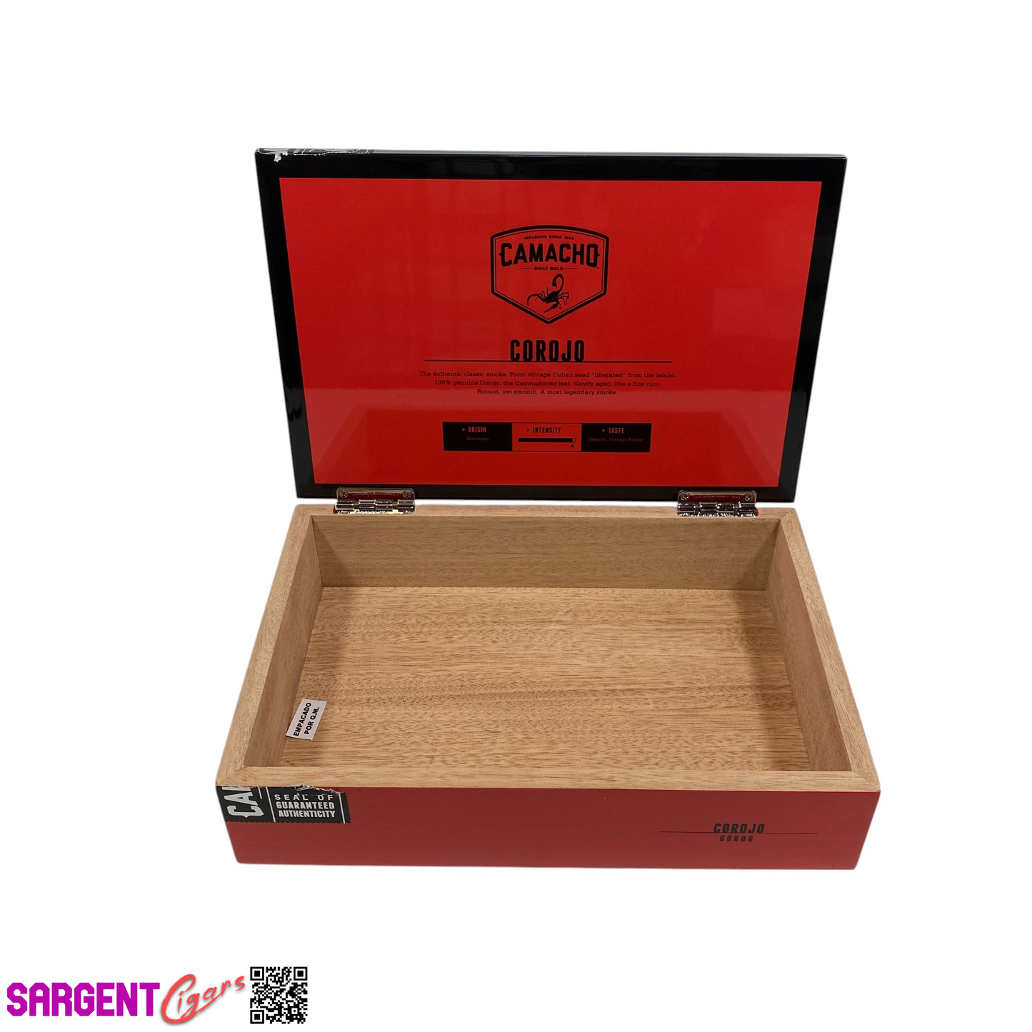 Camacho Corojo Gordo Empty Wooden Cigar Box 10.25x7x2.5