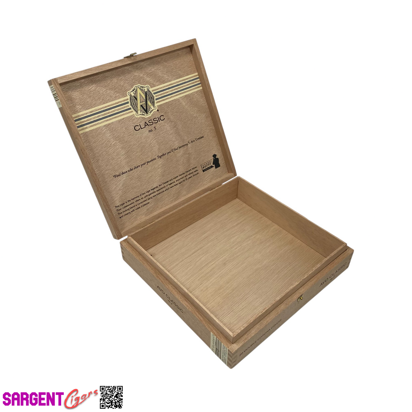 Avo Classic No3 Empty Wooden Cigar Box 9x8.5x2