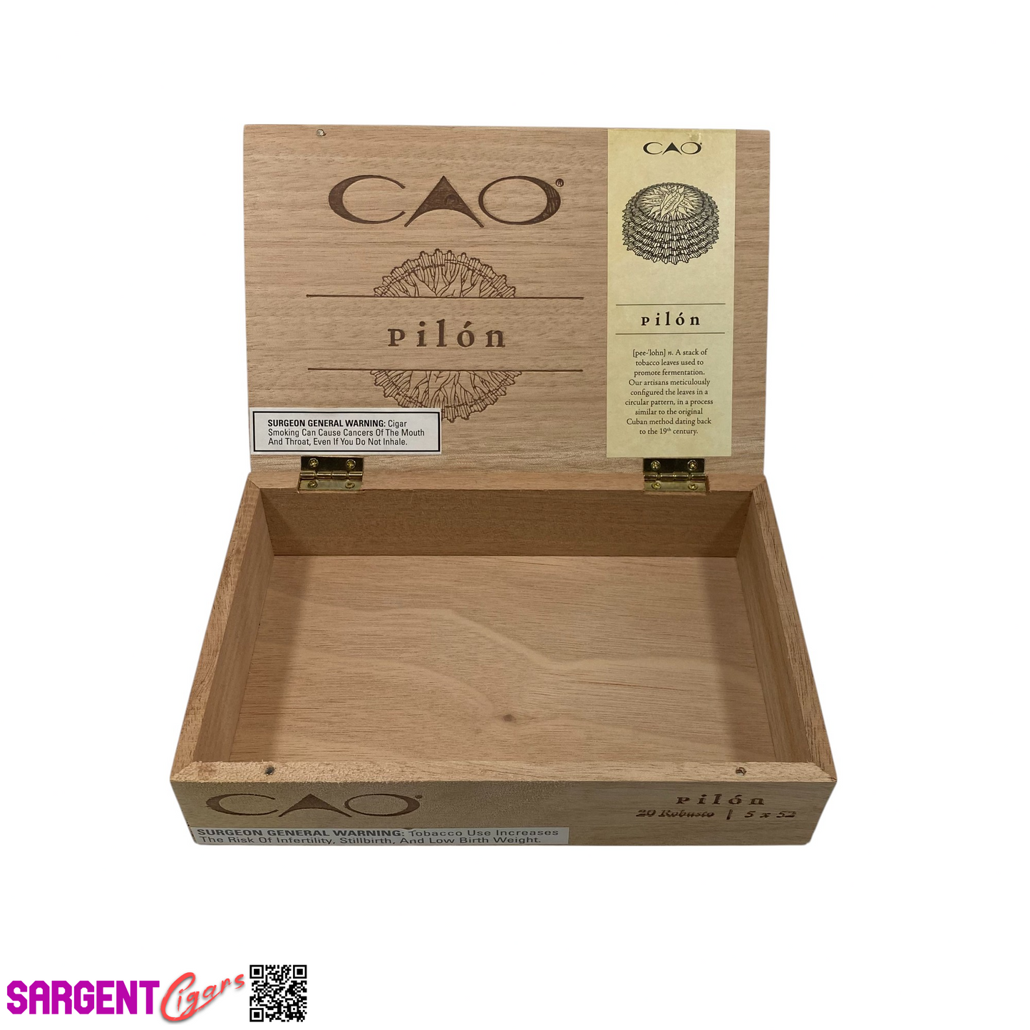 Cao Pilon Robusto Empty Wooden Cigar Box 8.75x6x2