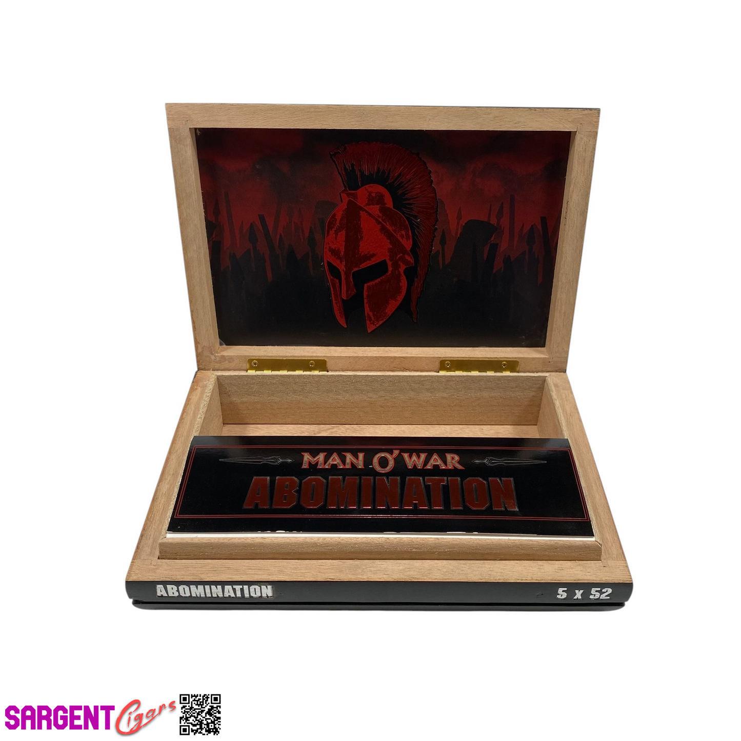 Man O War Abomination Empty Wooden Cigar Box 9.25x6.5x2
