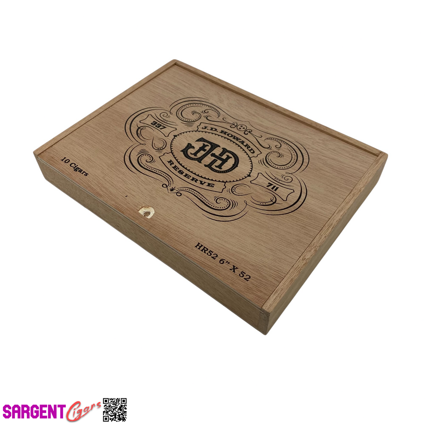 Crowned Heads JD Howard HR52 Empty Wooden Cigar Box 8.75x6.5x1.25