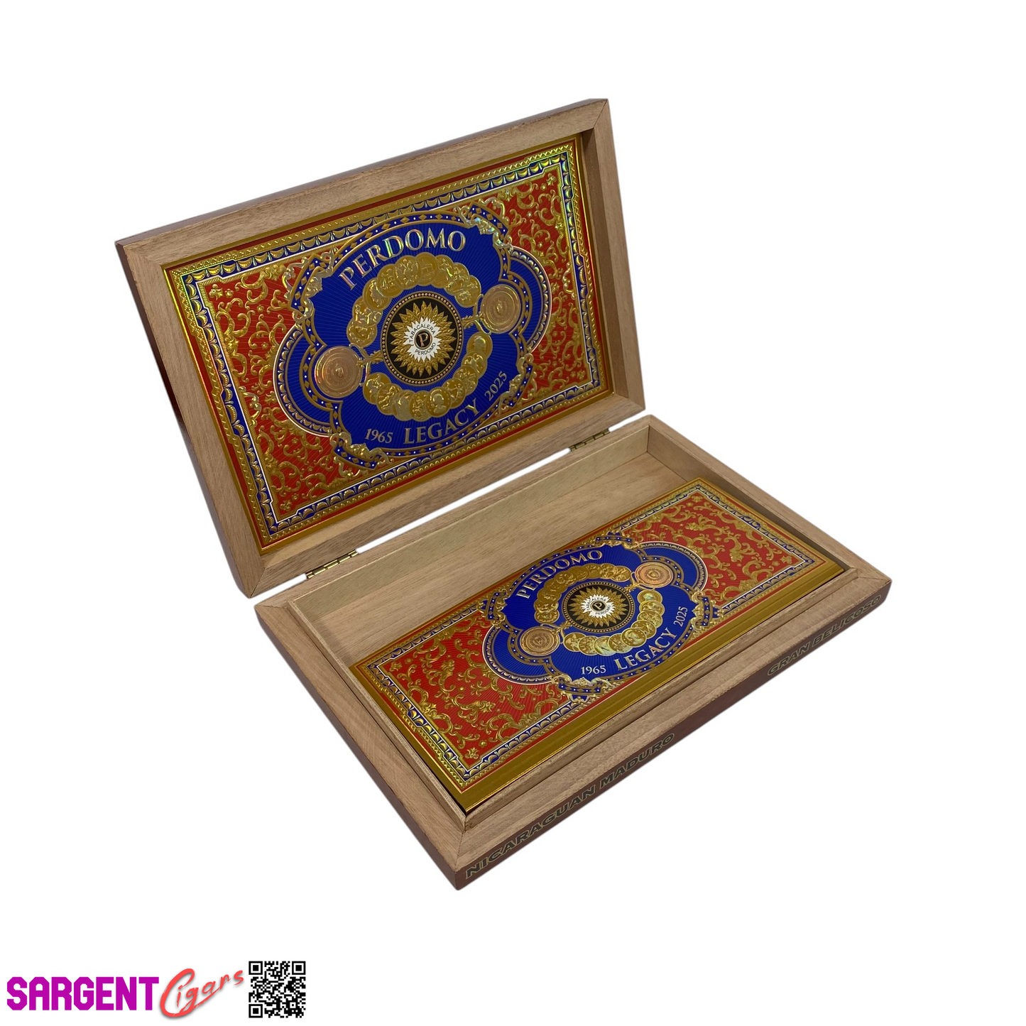 Perdomo Legacy Maduro Belicoso Empty Wooden Cigar Box 10.75x7.25x1.5