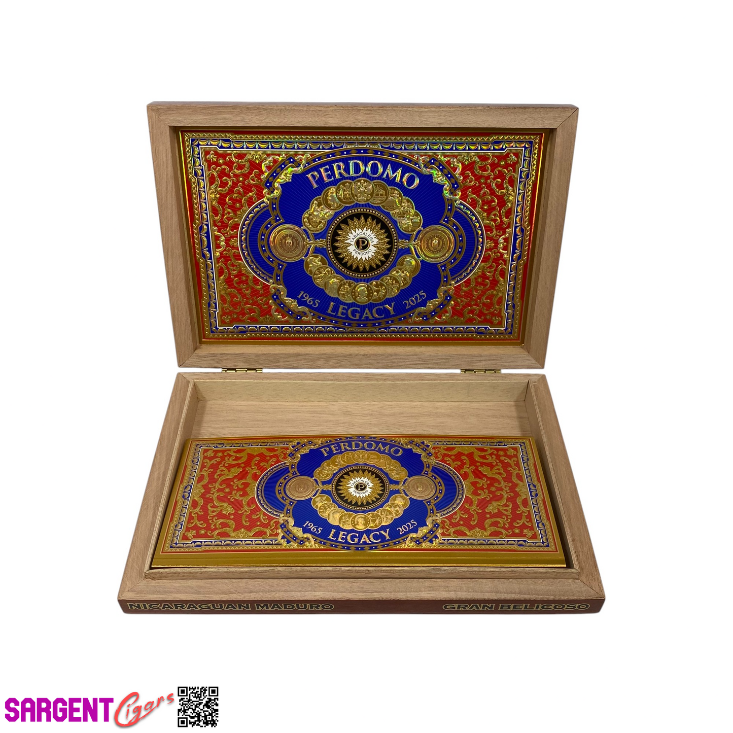 Perdomo Legacy Maduro Belicoso Empty Wooden Cigar Box 10.75x7.25x1.5
