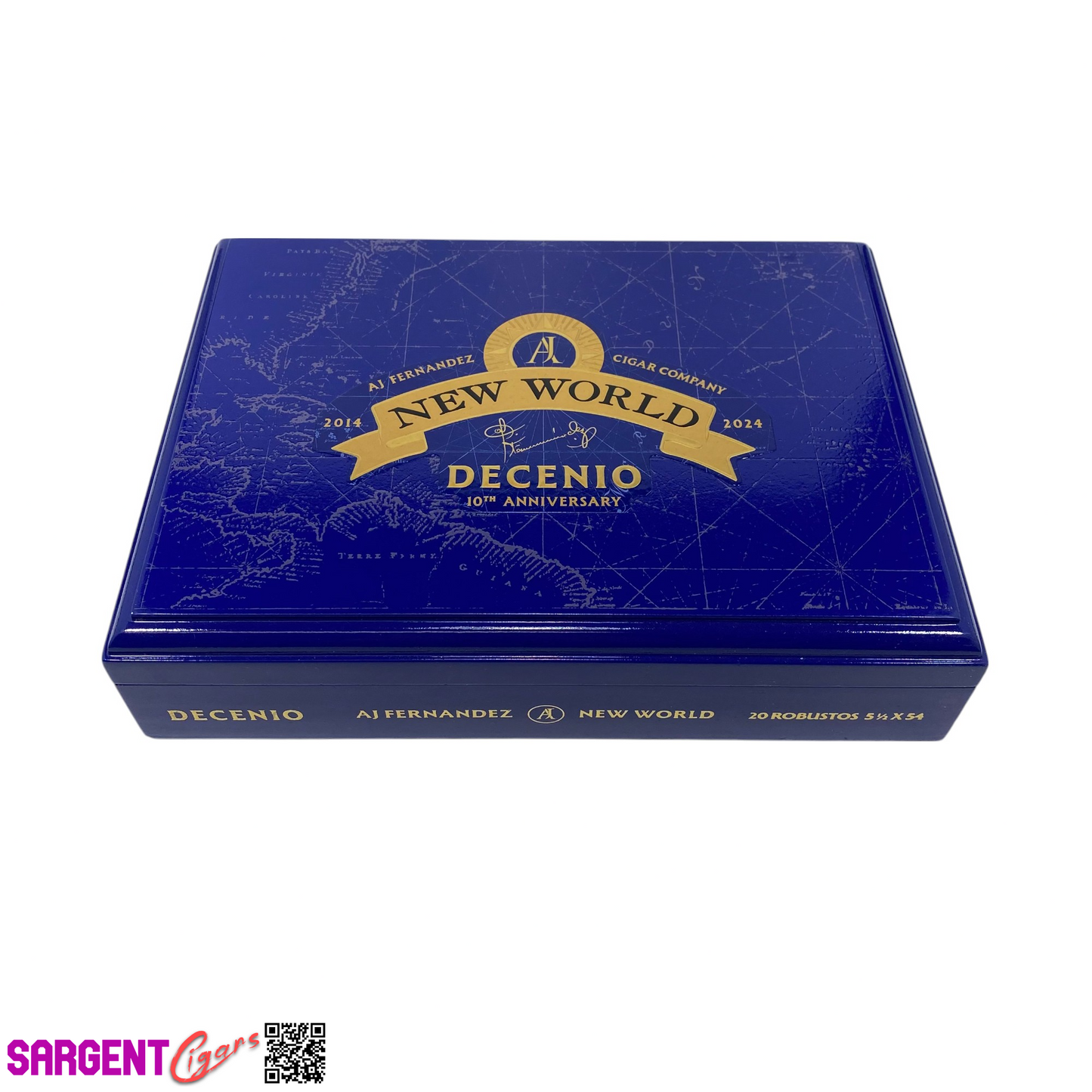 Aj Fernandez New World Decenio Robusto Empty Wooden Cigar Box 9x6.75x2