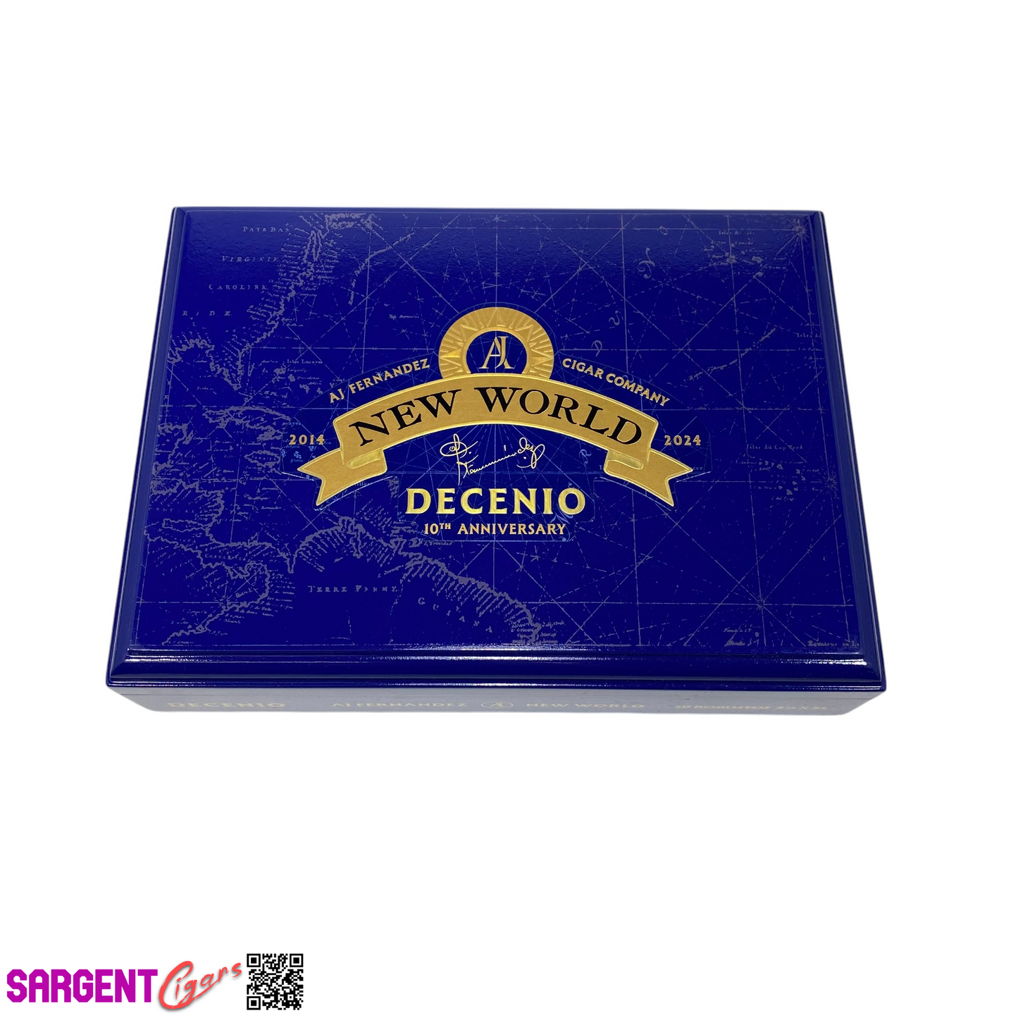 Aj Fernandez New World Decenio Robusto Empty Wooden Cigar Box 9x6.75x2