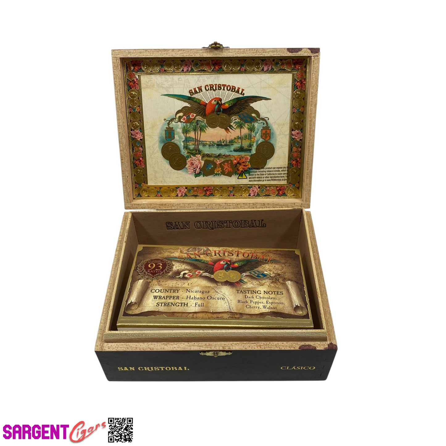 San Cristobal Clasico Empty Wooden Cigar Box 7.5x6x3