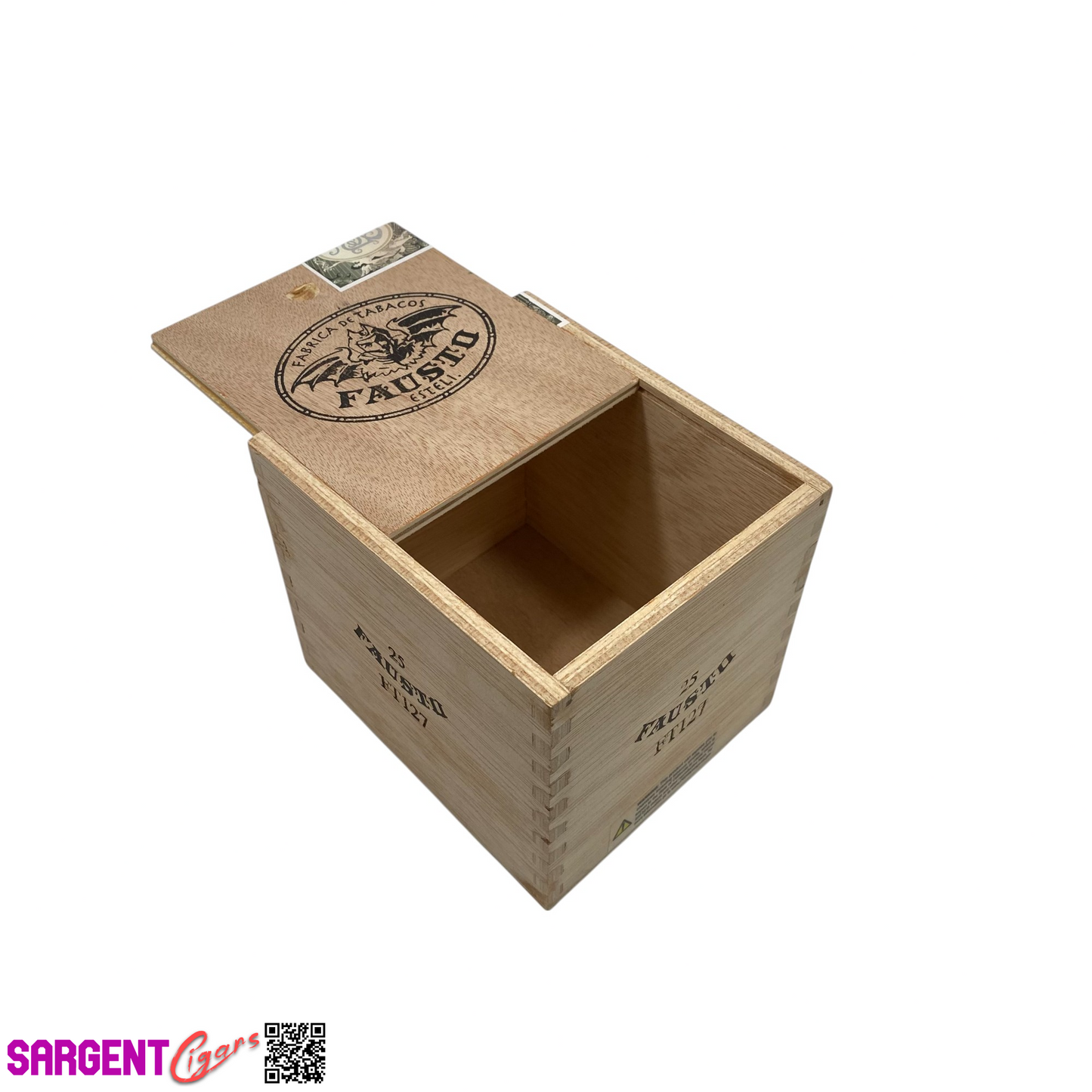 Tatuaje Fausto FT127 Empty Wooden Cigar Box 5x5.75x4.75