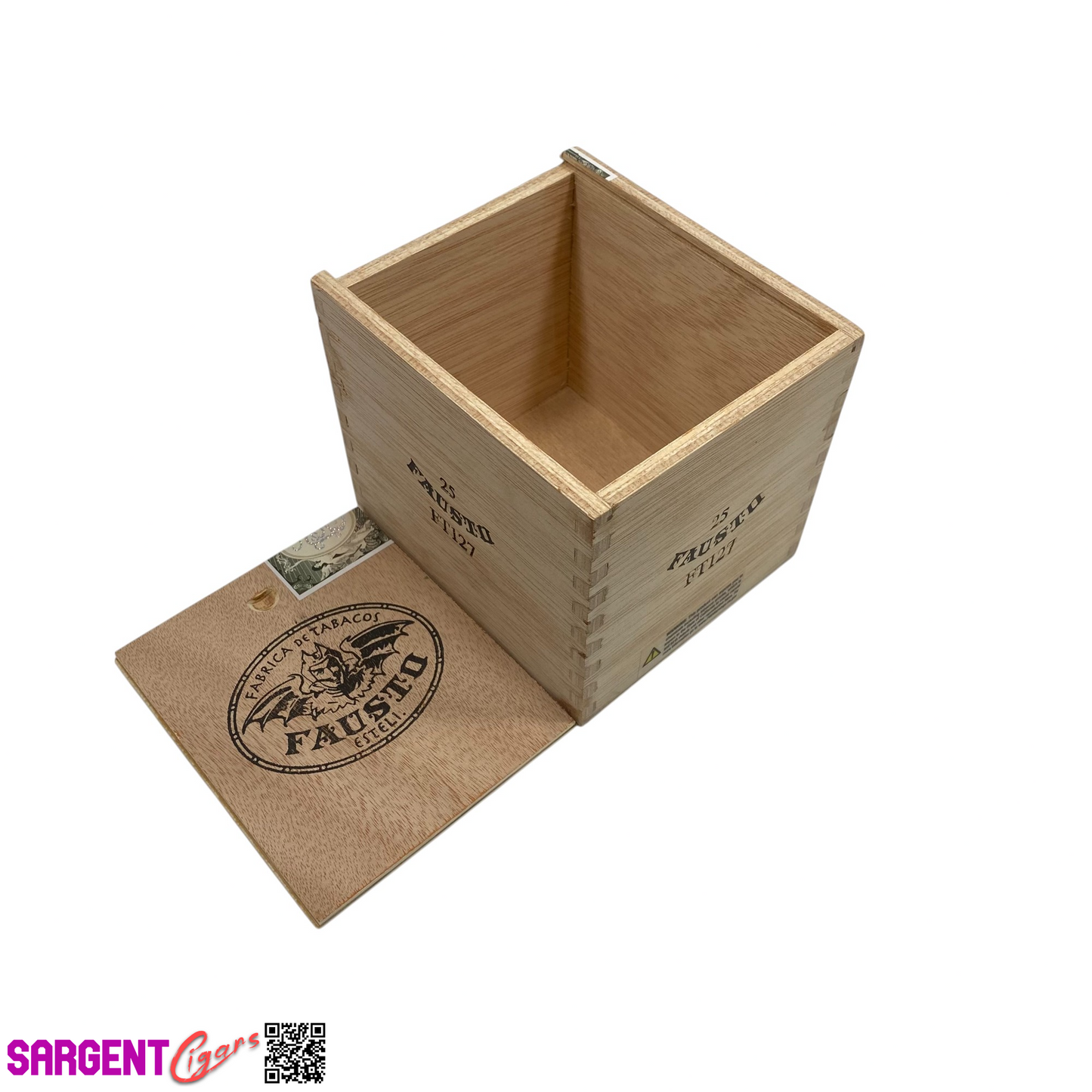 Tatuaje Fausto FT127 Empty Wooden Cigar Box 5x5.75x4.75
