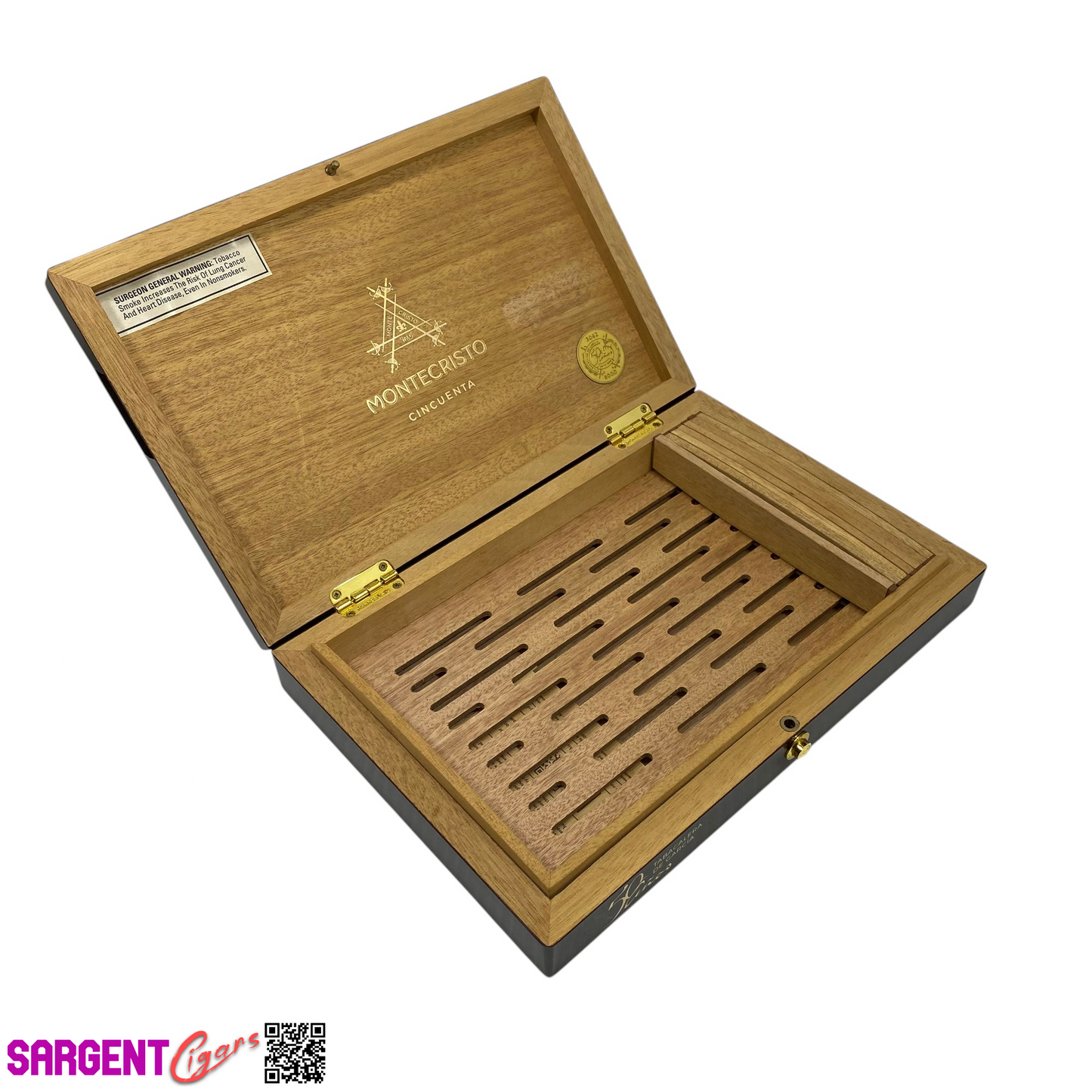 Montecristo Cincuenta Empty Wooden Cigar Box 11.5x7.75x1.75