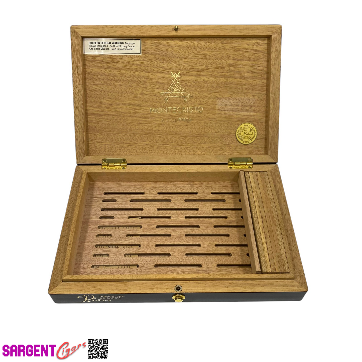 Montecristo Cincuenta Empty Wooden Cigar Box 11.5x7.75x1.75