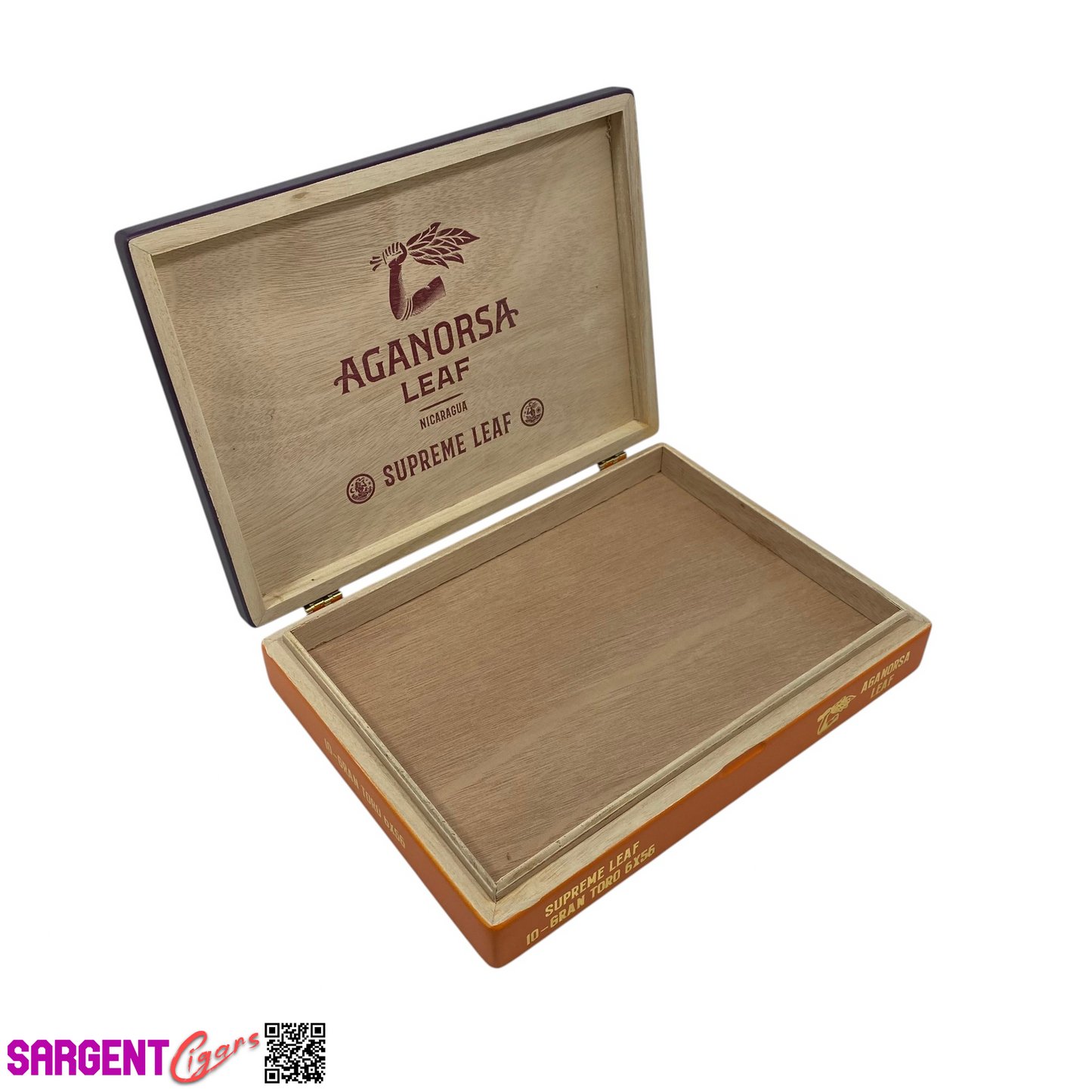 Aganorsa Leaf Supreme Leaf Gran Toro Empty Wooden Cigar Box 9.75x7.25x1.75