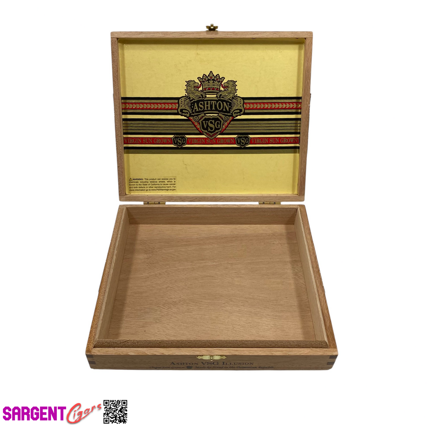 Ashton VSG Illusion Empty Wooden Cigar Box 8.5x7.25x1.75