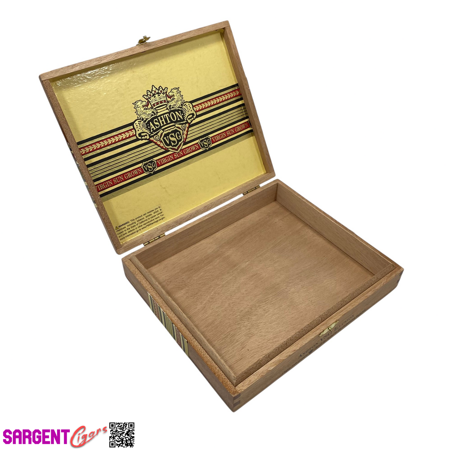 Ashton VSG Illusion Empty Wooden Cigar Box 8.5x7.25x1.75