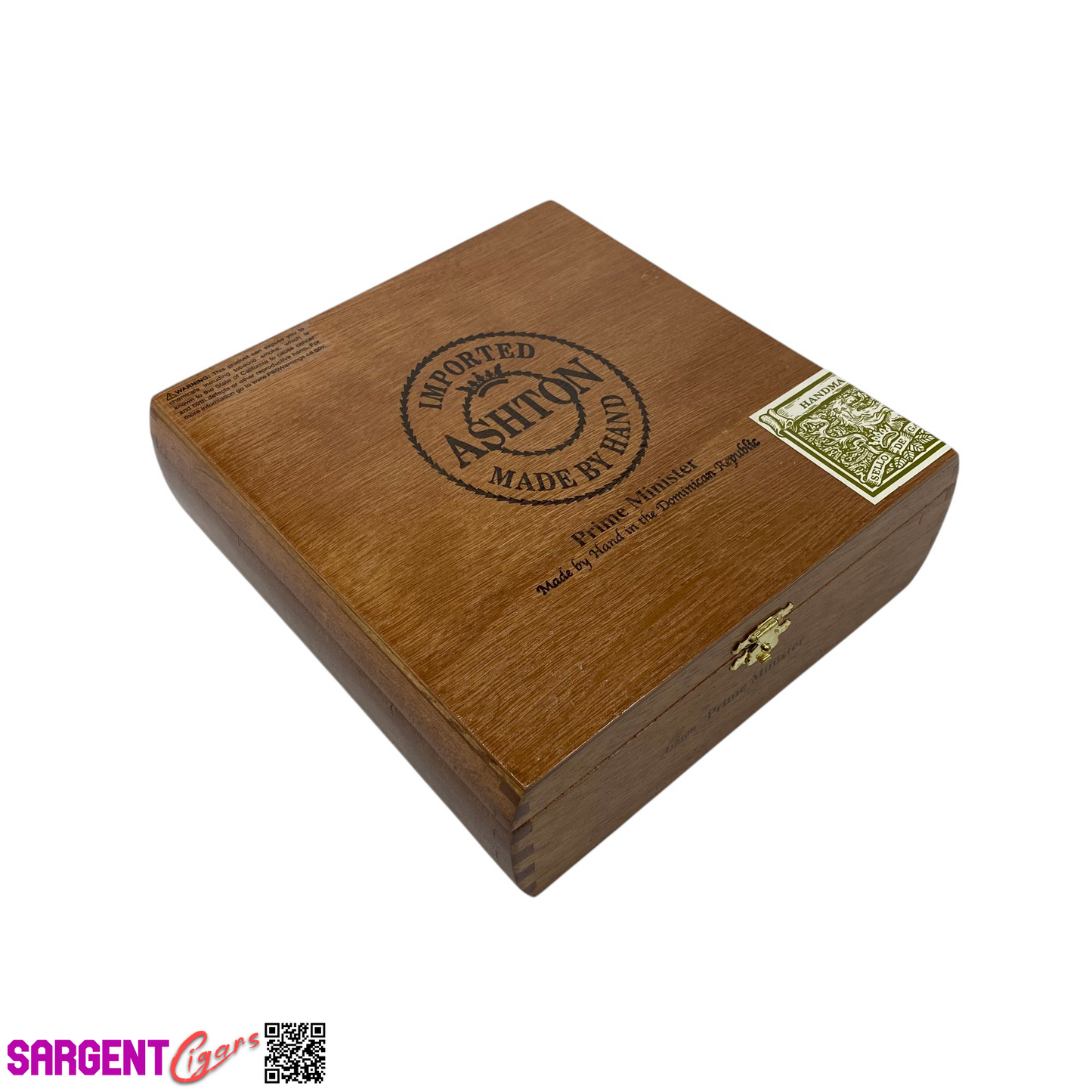 Ashton Classic Prime Minister Empty Wooden Cigar Box 7.5x7.5x2.5