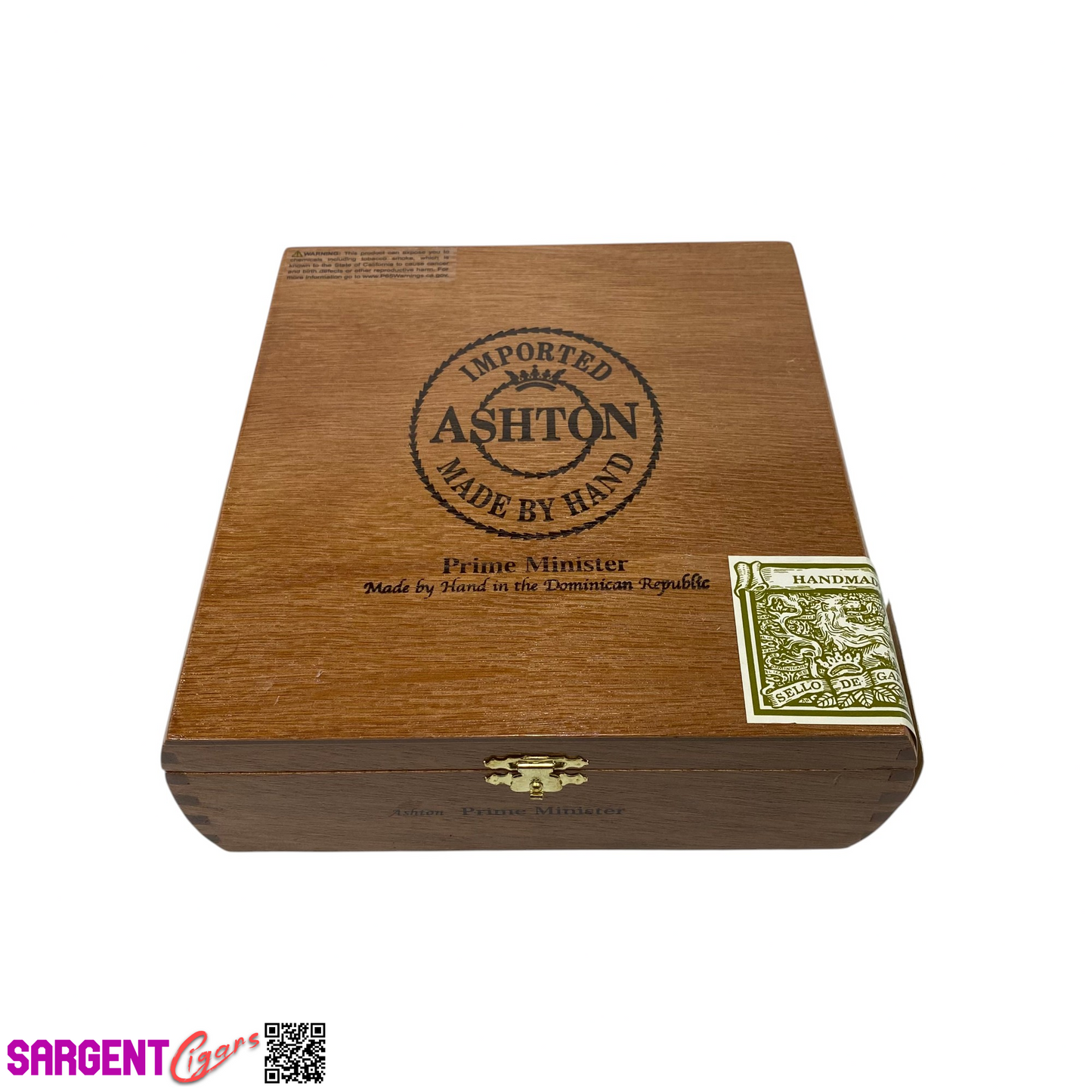 Ashton Classic Prime Minister Empty Wooden Cigar Box 7.5x7.5x2.5