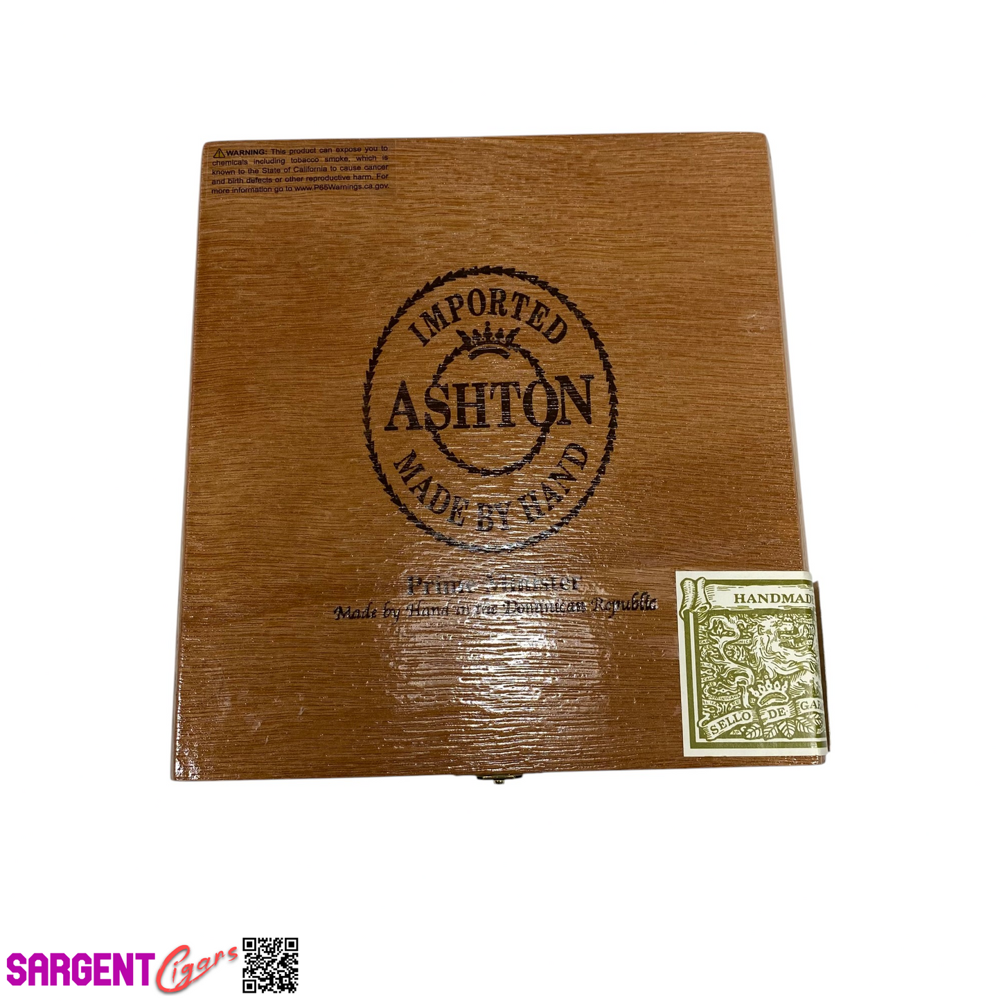 Ashton Classic Prime Minister Empty Wooden Cigar Box 7.5x7.5x2.5