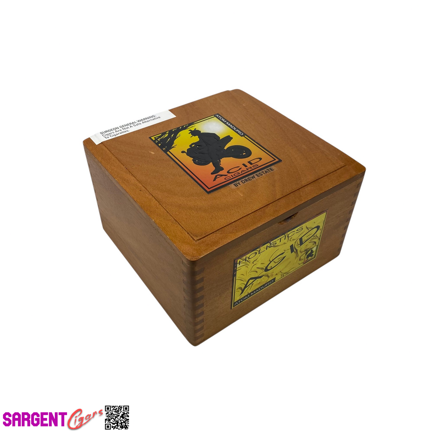 Acid Atom Empty Wooden Cigar Box 7.25x7.25x4.5