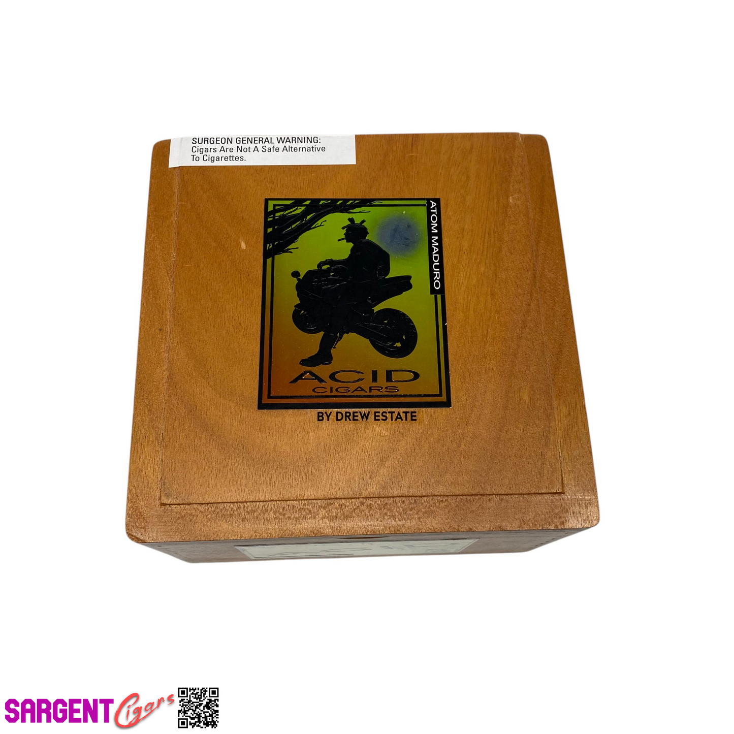 Acid Atom Empty Wooden Cigar Box 7.25x7.25x4.5