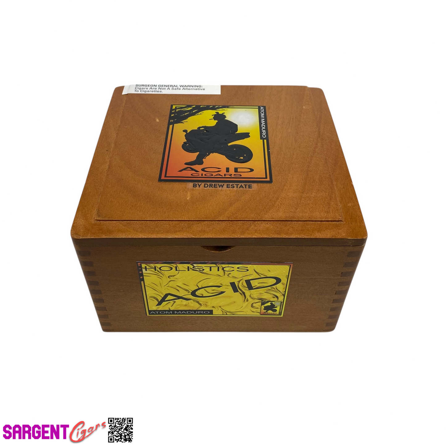 Acid Atom Empty Wooden Cigar Box 7.25x7.25x4.5